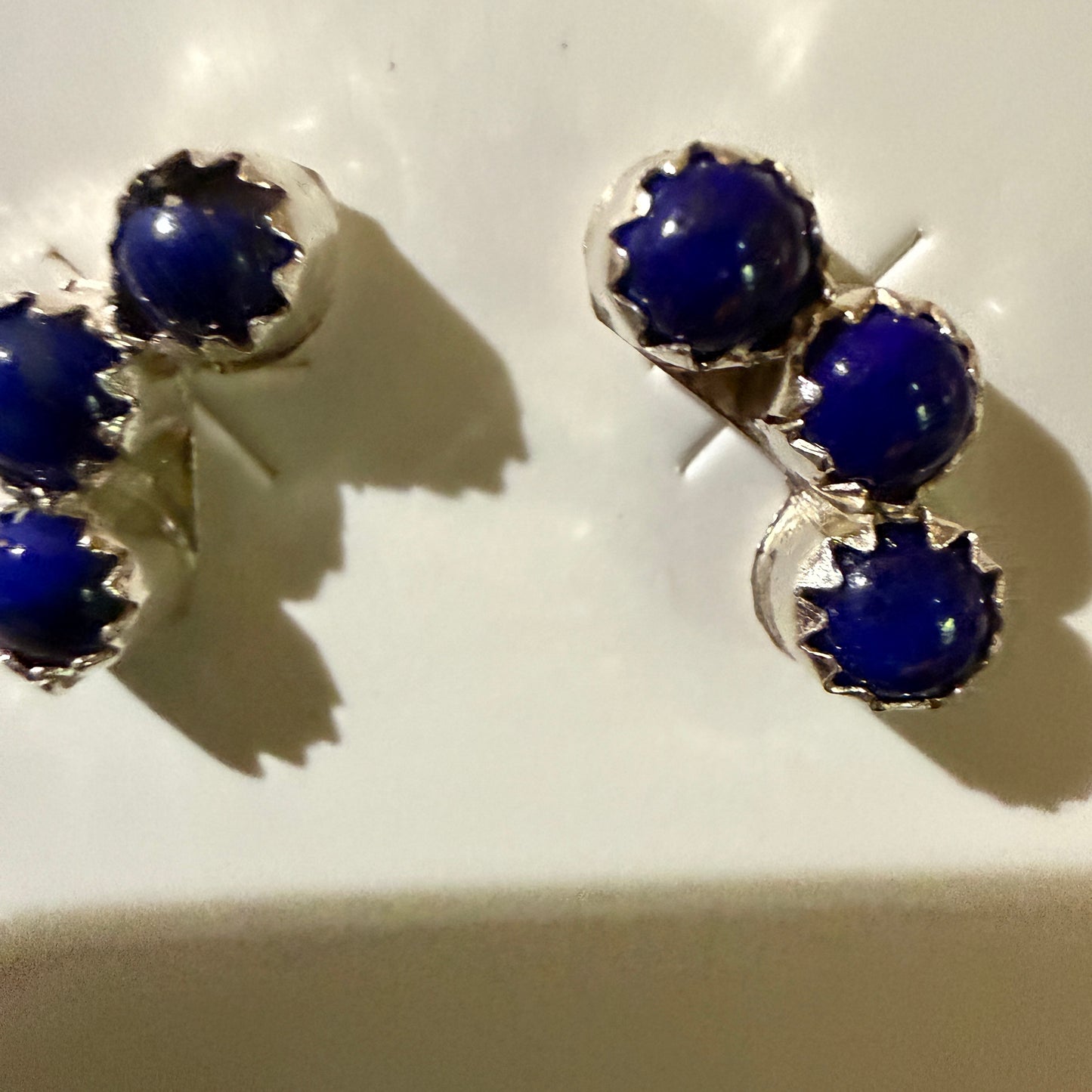 Zuni Handmade Dark Lapis Stud Earrings Sterling Silver By Janice Spencer Wild West Boho