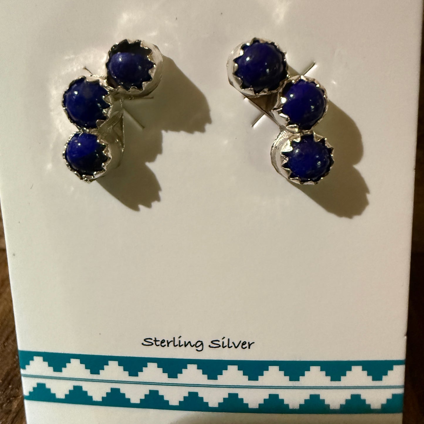 Zuni Handmade Dark Lapis Stud Earrings Sterling Silver By Janice Spencer Wild West Boho