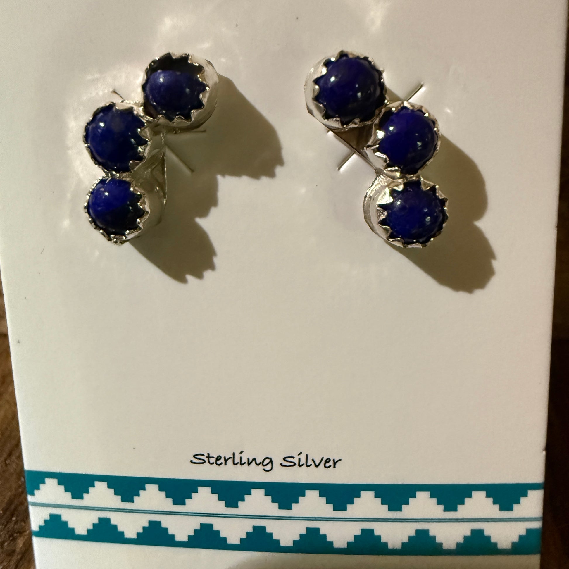 Zuni Handmade Dark Lapis Stud Earrings Sterling Silver By Janice Spencer Wild West Boho