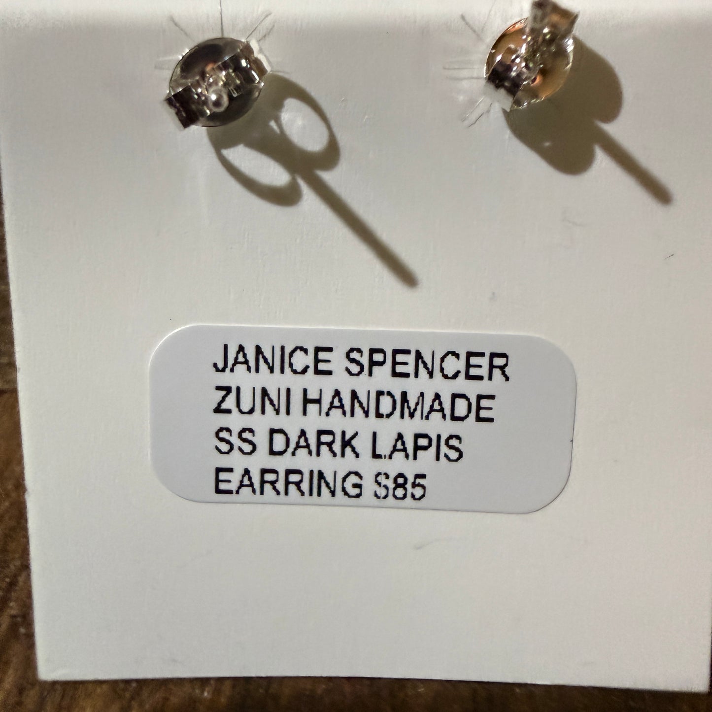 Zuni Handmade Dark Lapis Stud Earrings Sterling Silver By Janice Spencer Wild West Boho