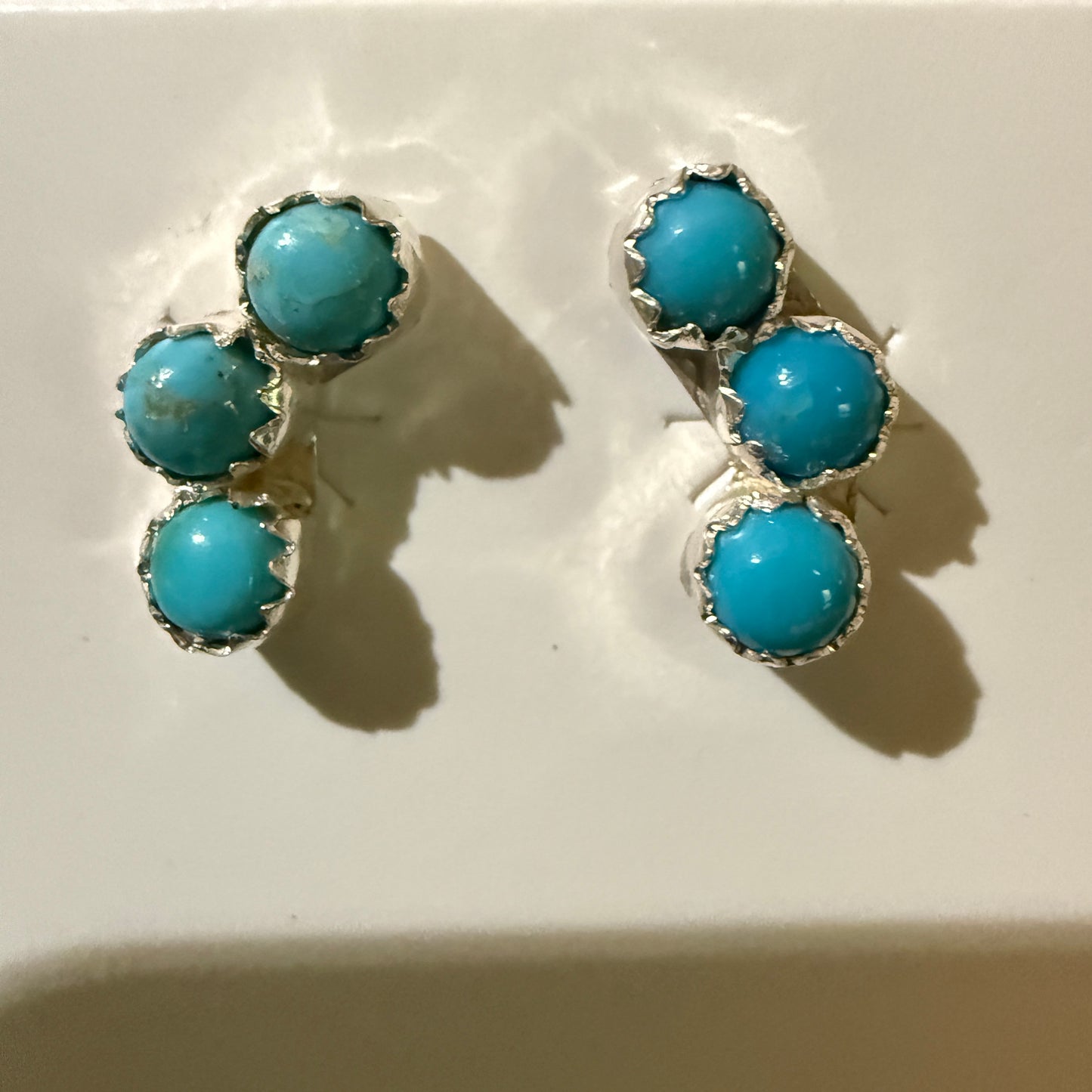 Zuni Handmade Turquoise Stud Earring Sterling Silver By Janice Spencer Kingman Wild West Boho