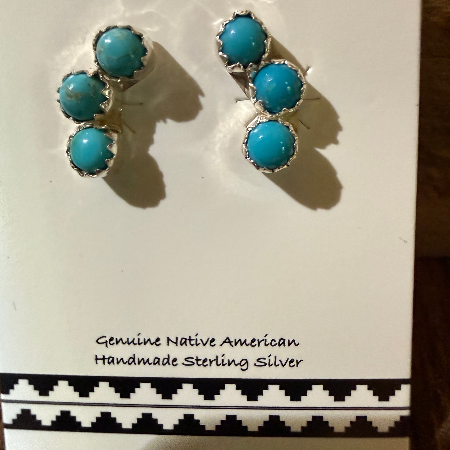 Zuni Handmade Turquoise Stud Earring Sterling Silver By Janice Spencer Kingman Wild West Boho