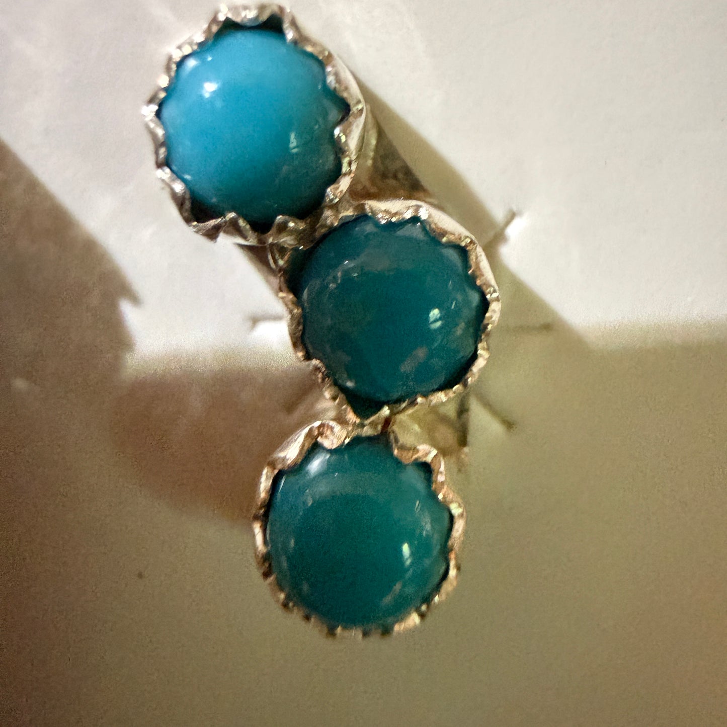Zuni Handmade Turquoise Stud Earring Sterling Silver By Janice Spencer Kingman Wild West Boho