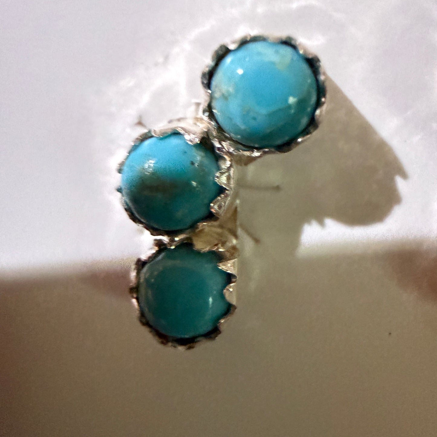 Zuni Handmade Turquoise Stud Earring Sterling Silver By Janice Spencer Kingman Wild West Boho