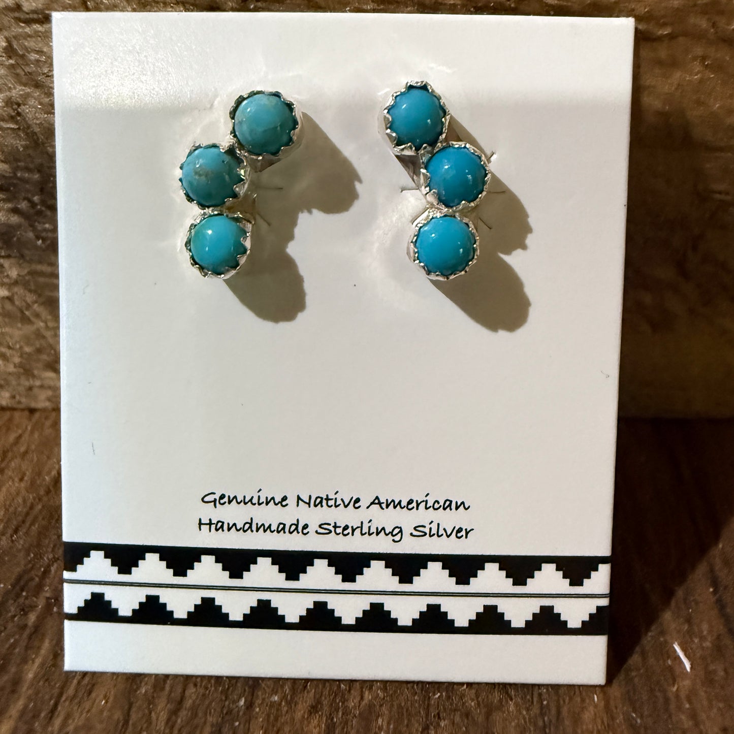 Zuni Handmade Turquoise Stud Earring Sterling Silver By Janice Spencer Kingman Wild West Boho
