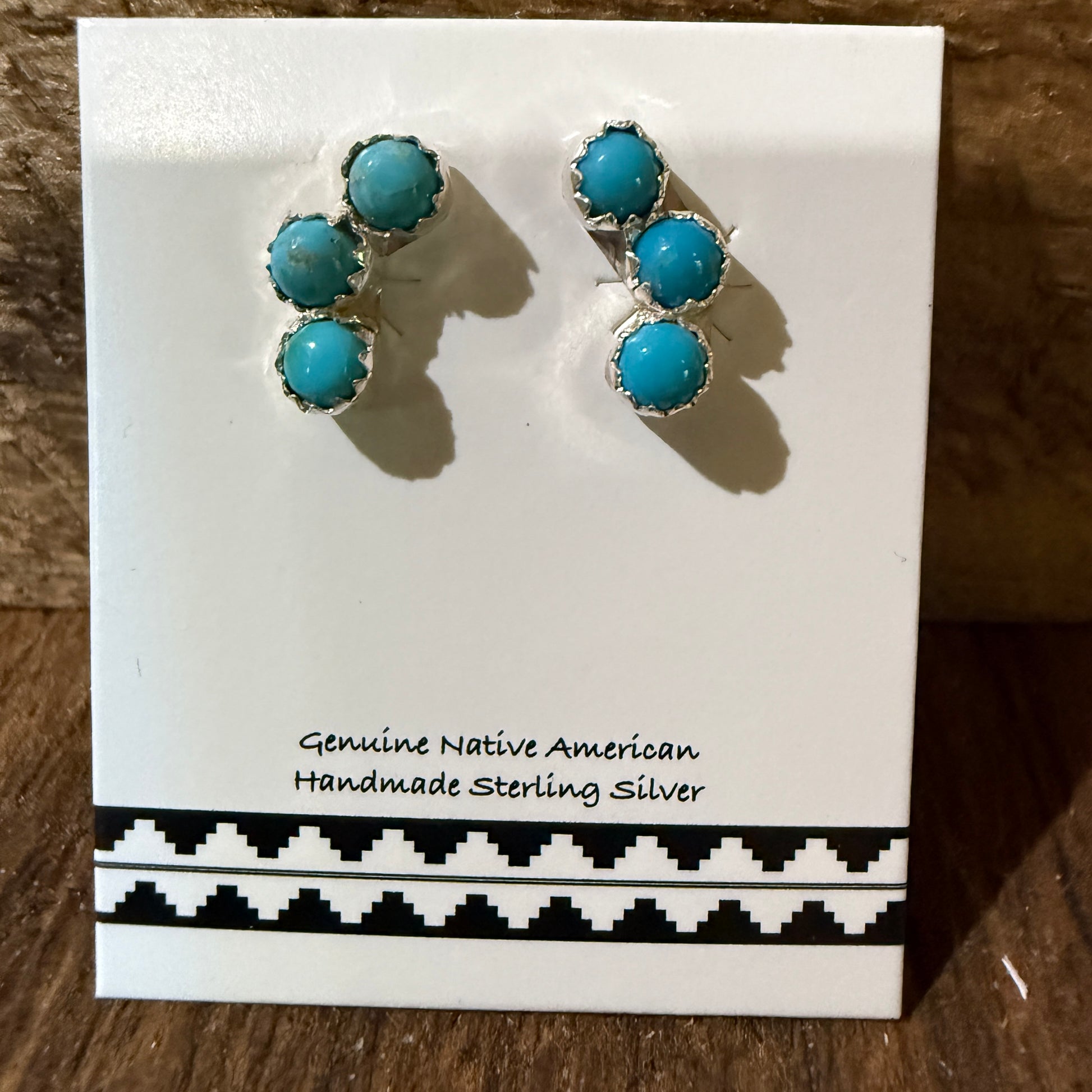Zuni Handmade Turquoise Stud Earring Sterling Silver By Janice Spencer Kingman Wild West Boho