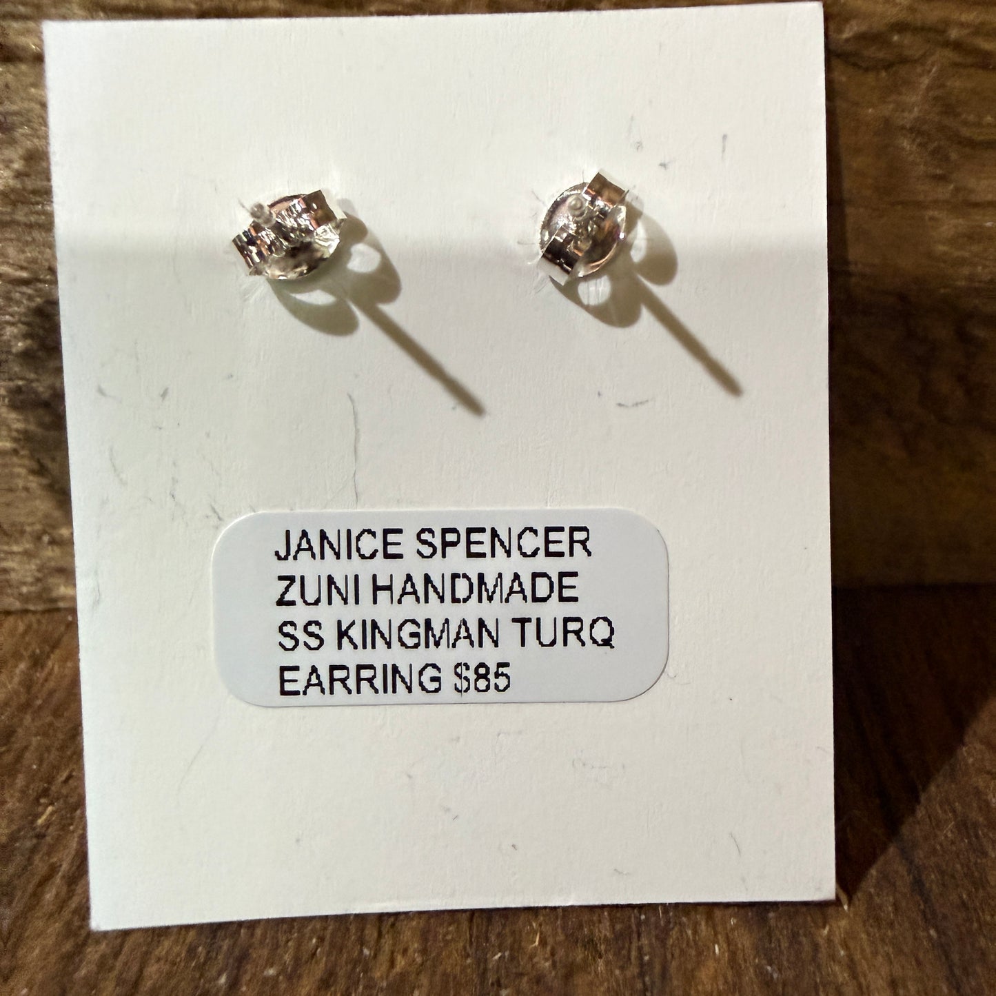 Zuni Handmade Turquoise Stud Earring Sterling Silver By Janice Spencer Kingman Wild West Boho