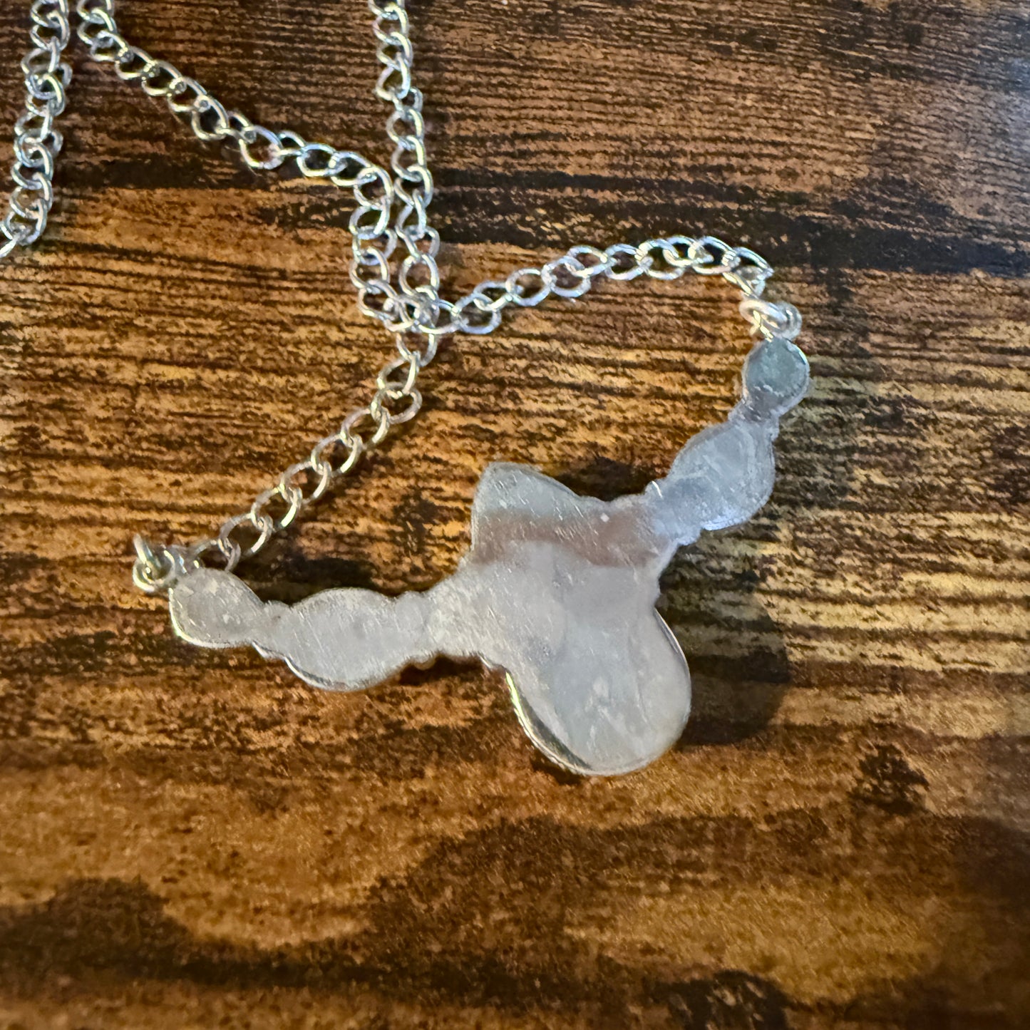 Orange Spiny Oyster and Kingman Turquoise Necklace Sterling Silver 18 Inch Chain Wild West Boho