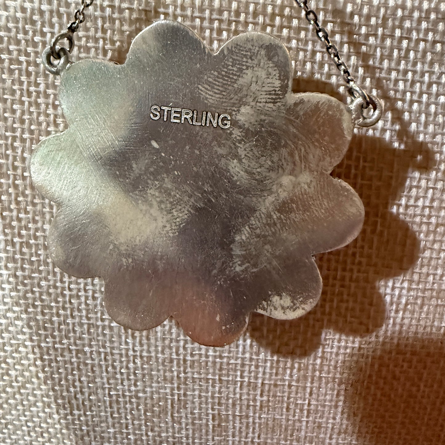 Orange Spiny Oyster Cluster Necklace in Sterling Silver with 18 Inch Chain Wild West Boho