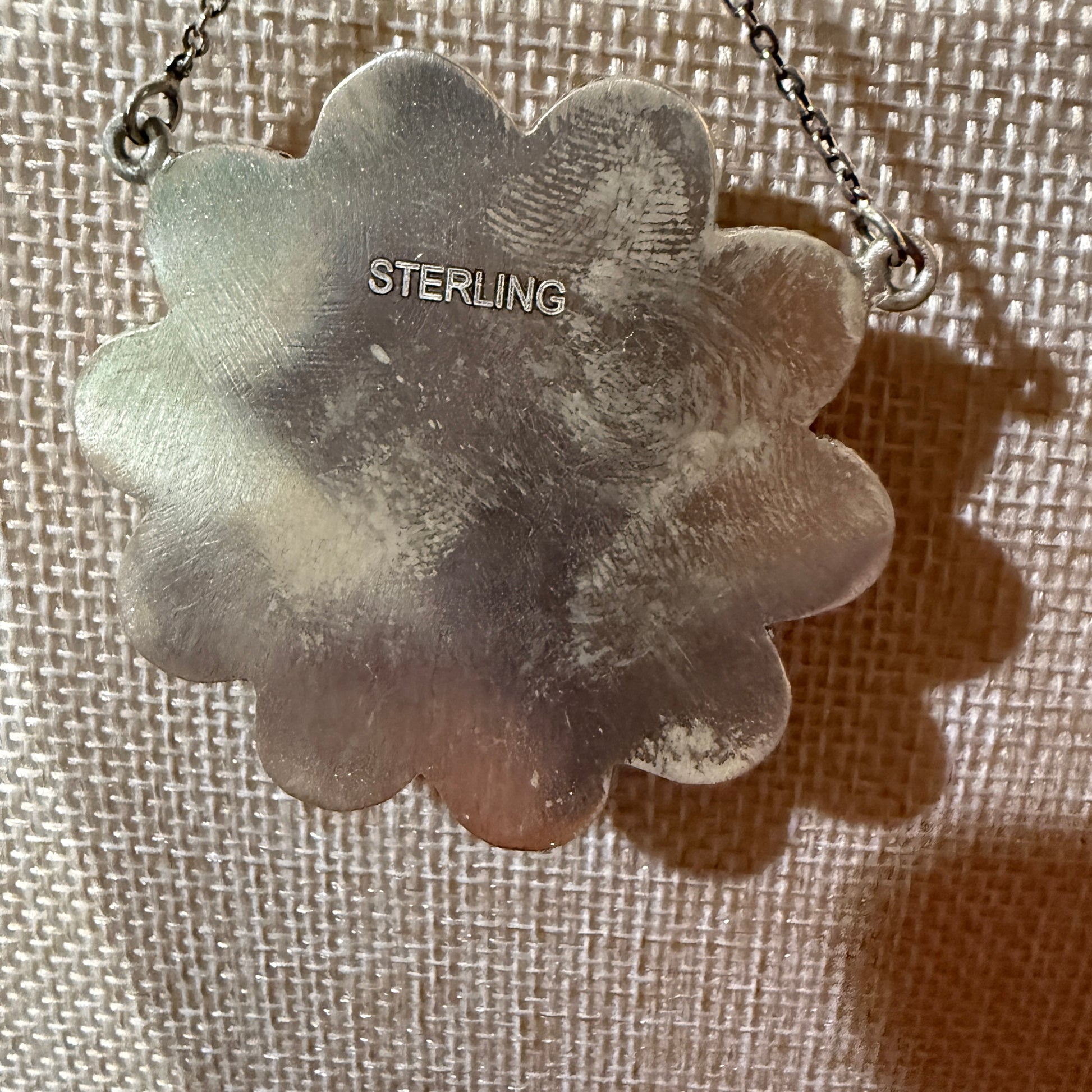 Orange Spiny Oyster Cluster Necklace in Sterling Silver with 18 Inch Chain Wild West Boho