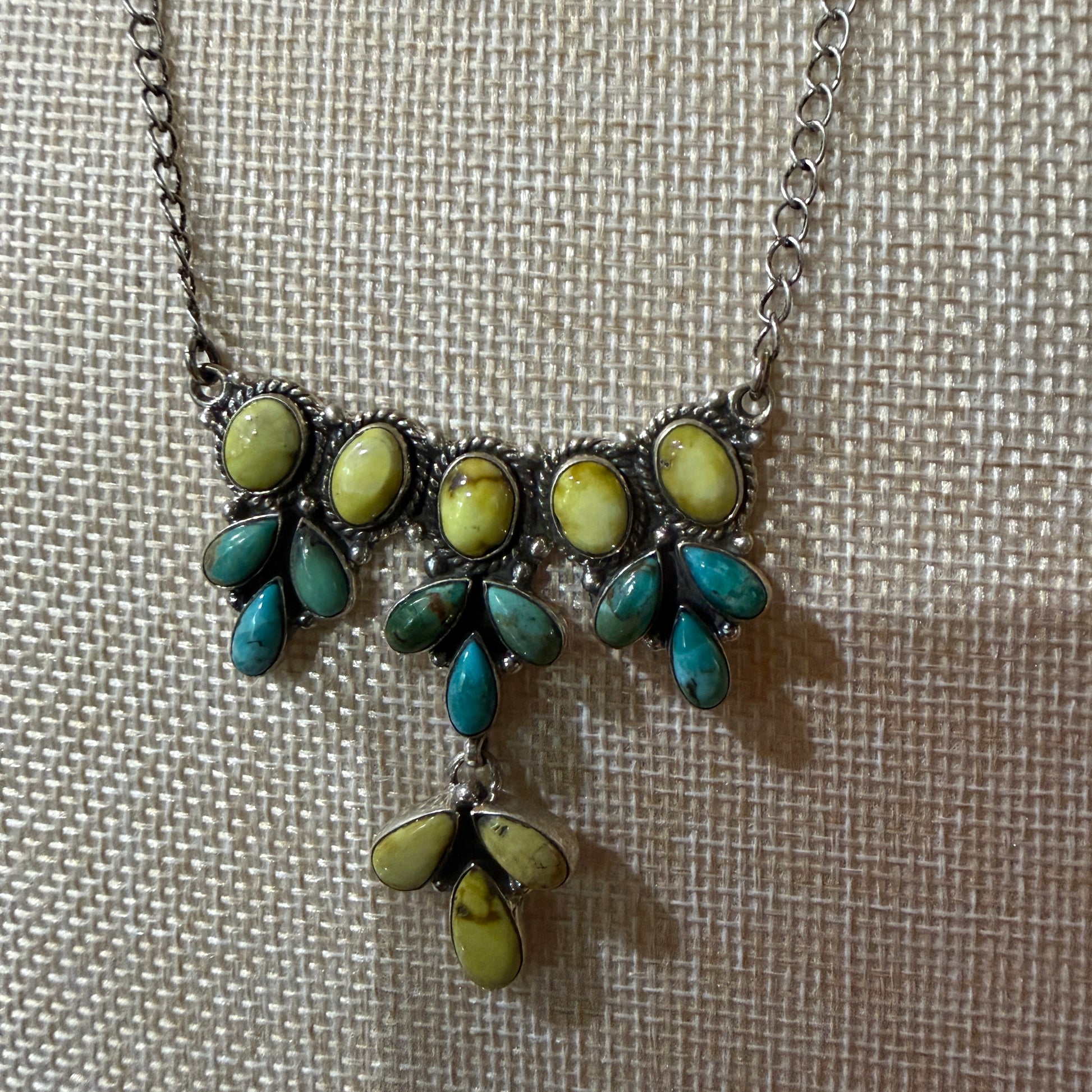 Palomino Kingman Turquoise Gemstone Necklace In Sterling Silver 18 Inch Chain Wild West Boho