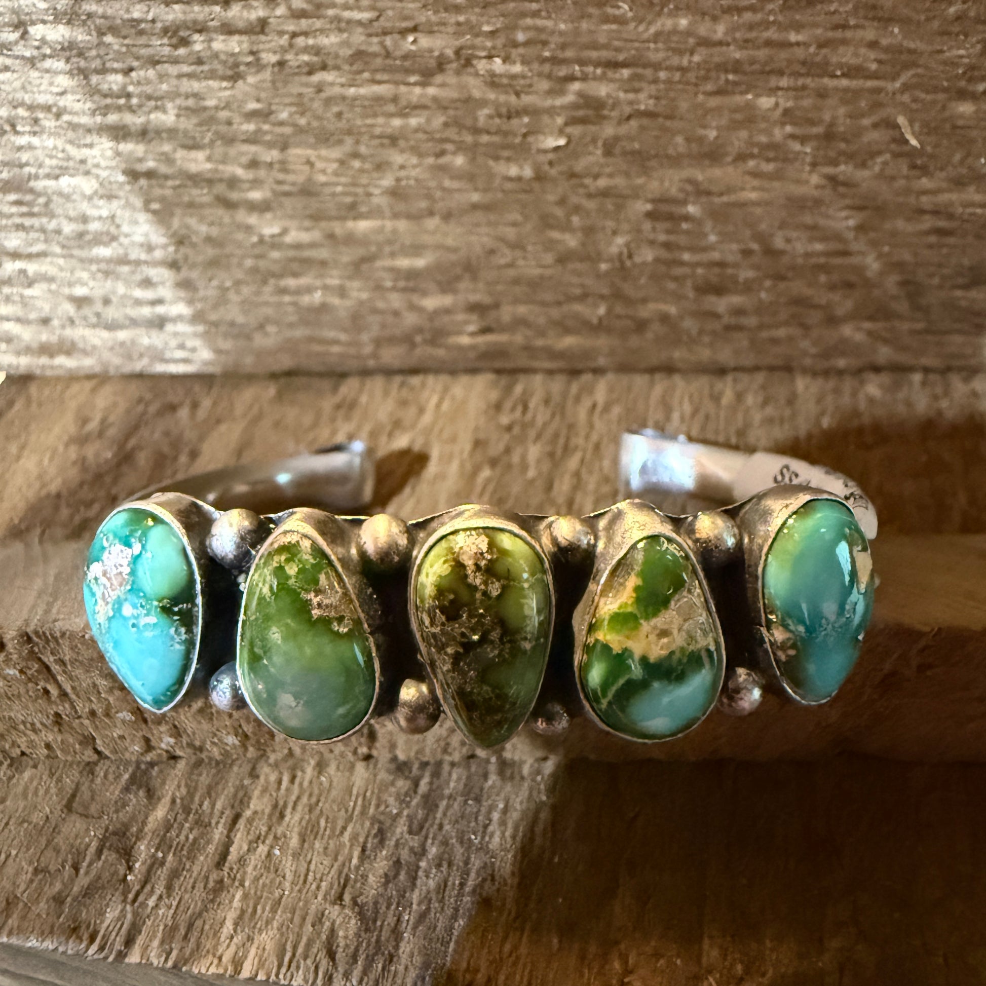 Darrell Morgan Native Sonoran Gold Cuff Flex Bangle Sterling Silver Size 7 Wild West Boho