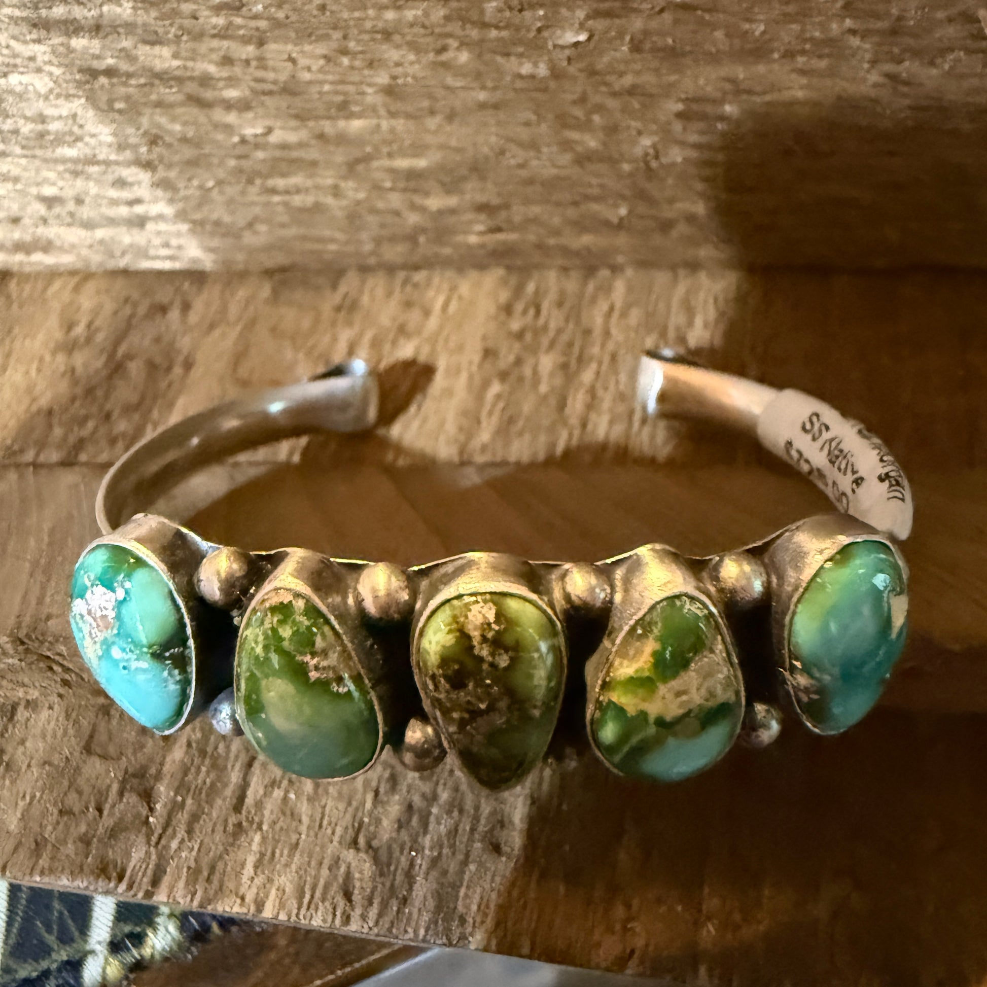 Darrell Morgan Native Sonoran Gold Cuff Flex Bangle Sterling Silver Size 7 Wild West Boho