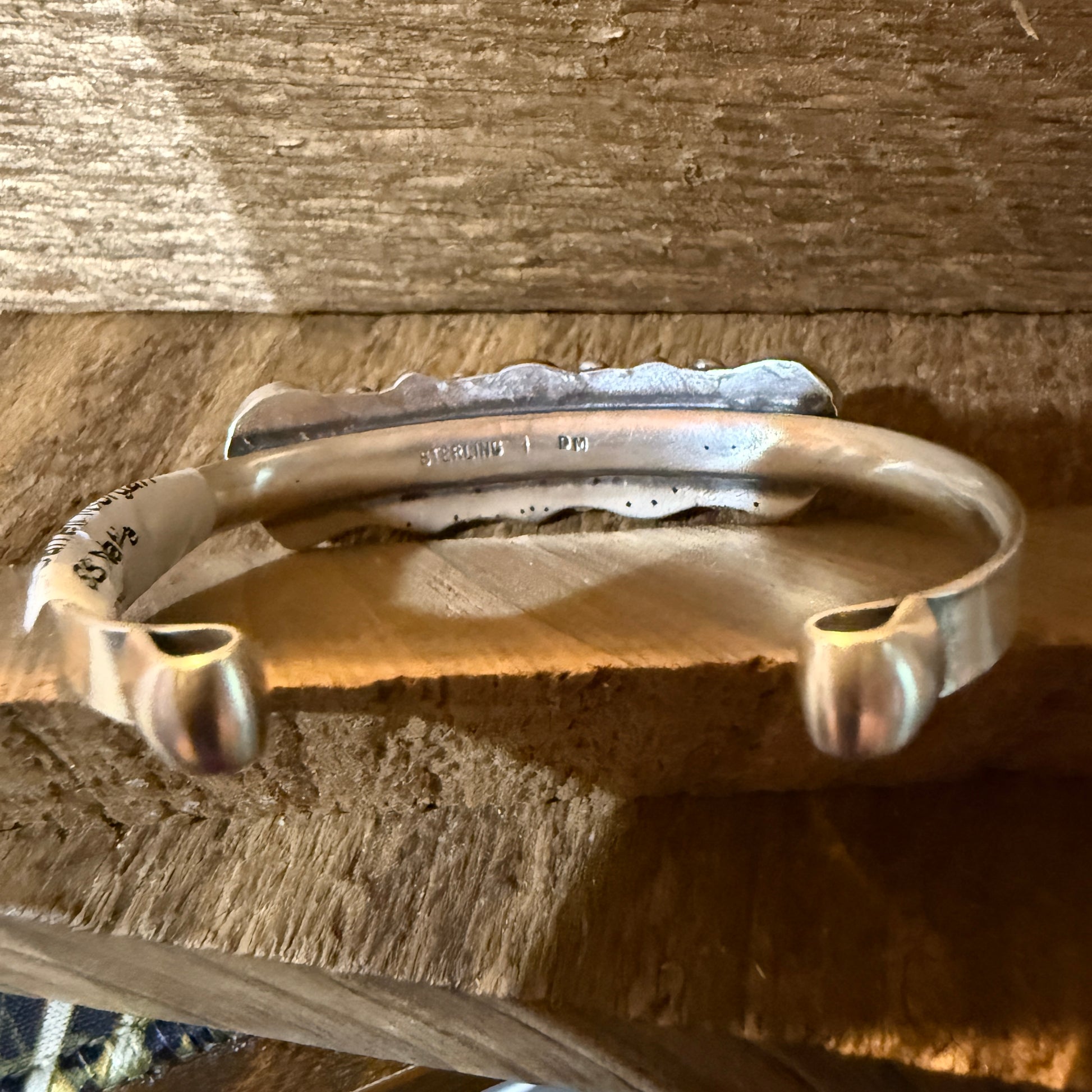 Darrell Morgan Native Sonoran Gold Cuff Flex Bangle Sterling Silver Size 7 Wild West Boho