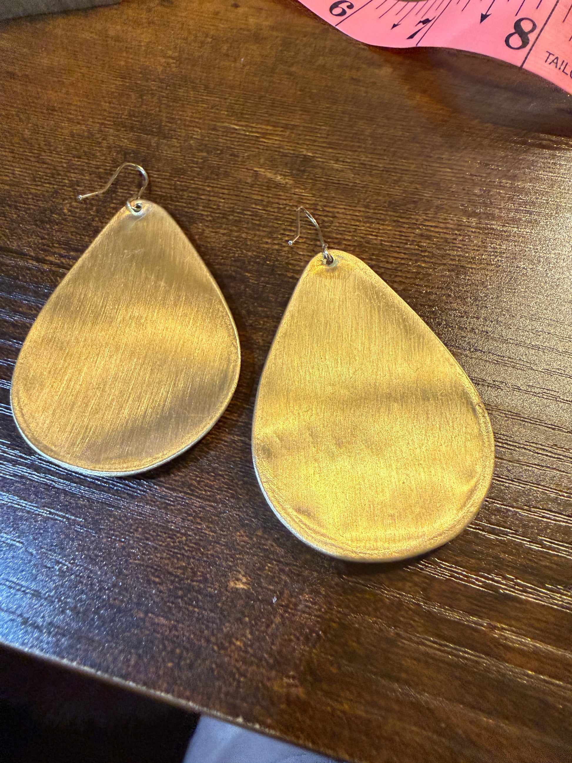 Yellow Blossom Florals Embroidered Drop Wire Earrings Gold Tone Teardrop Wild West Boho
