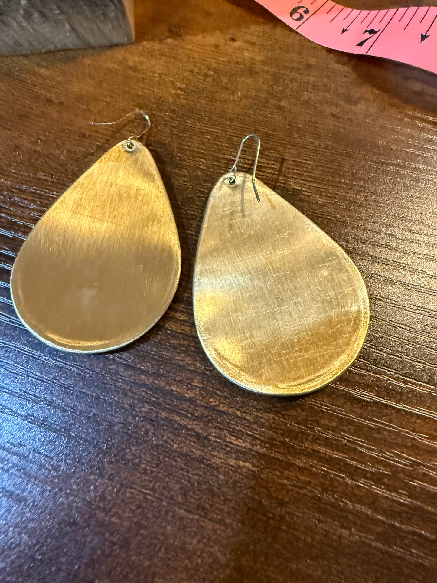 Yellow Bloom Florals Embroidered Wire Earrings With Gold Tone Teardrop Wild West Boho