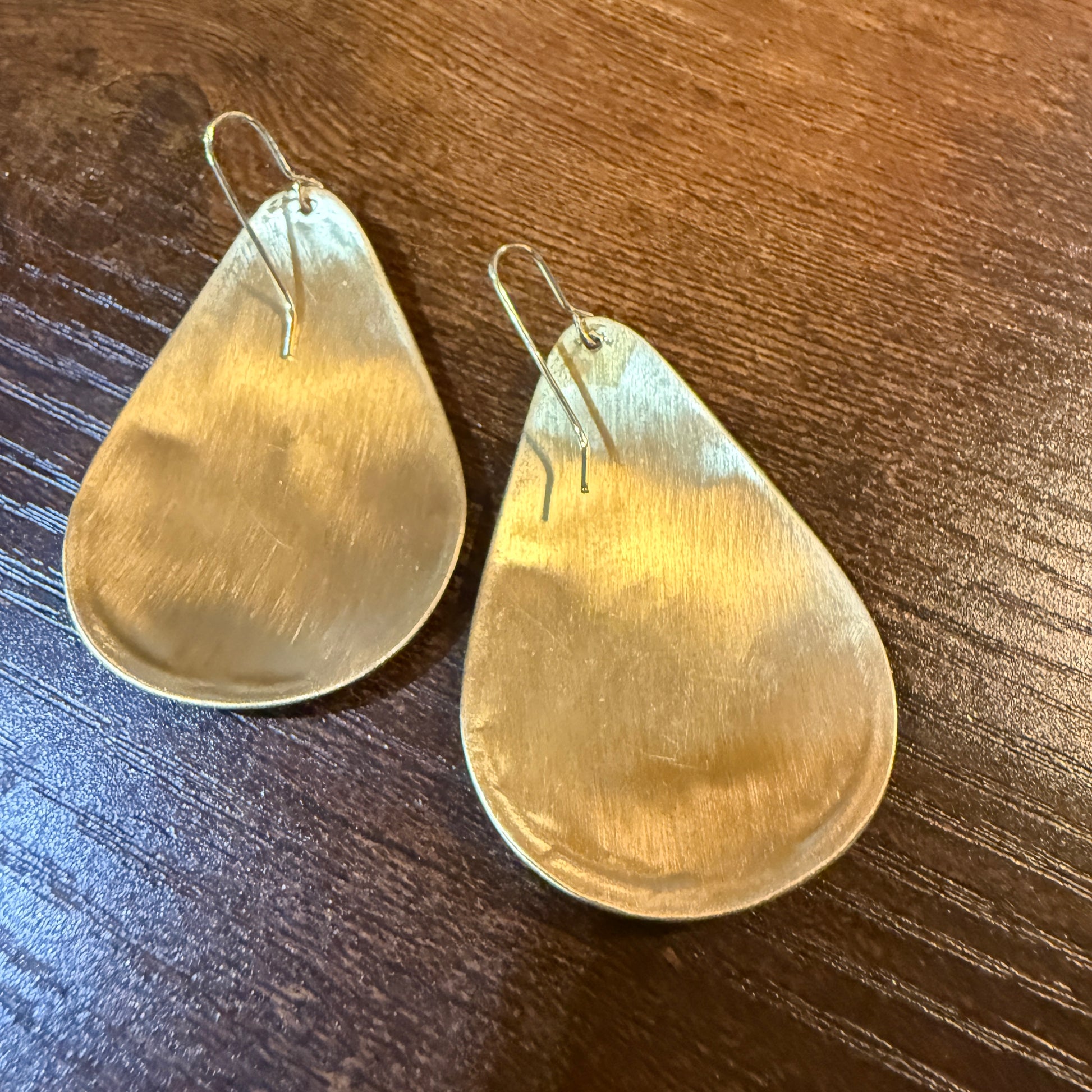 Pastel Florals Vintage Embroidery Teardrop Earrings Gold Tone Wild West Boho