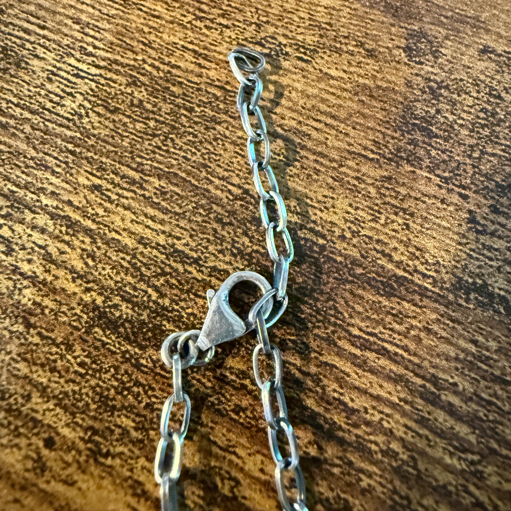 Navajo Inspired Spiny Oyster Bar Necklace Sterling Silver 18 Inch Chain Wild West Boho