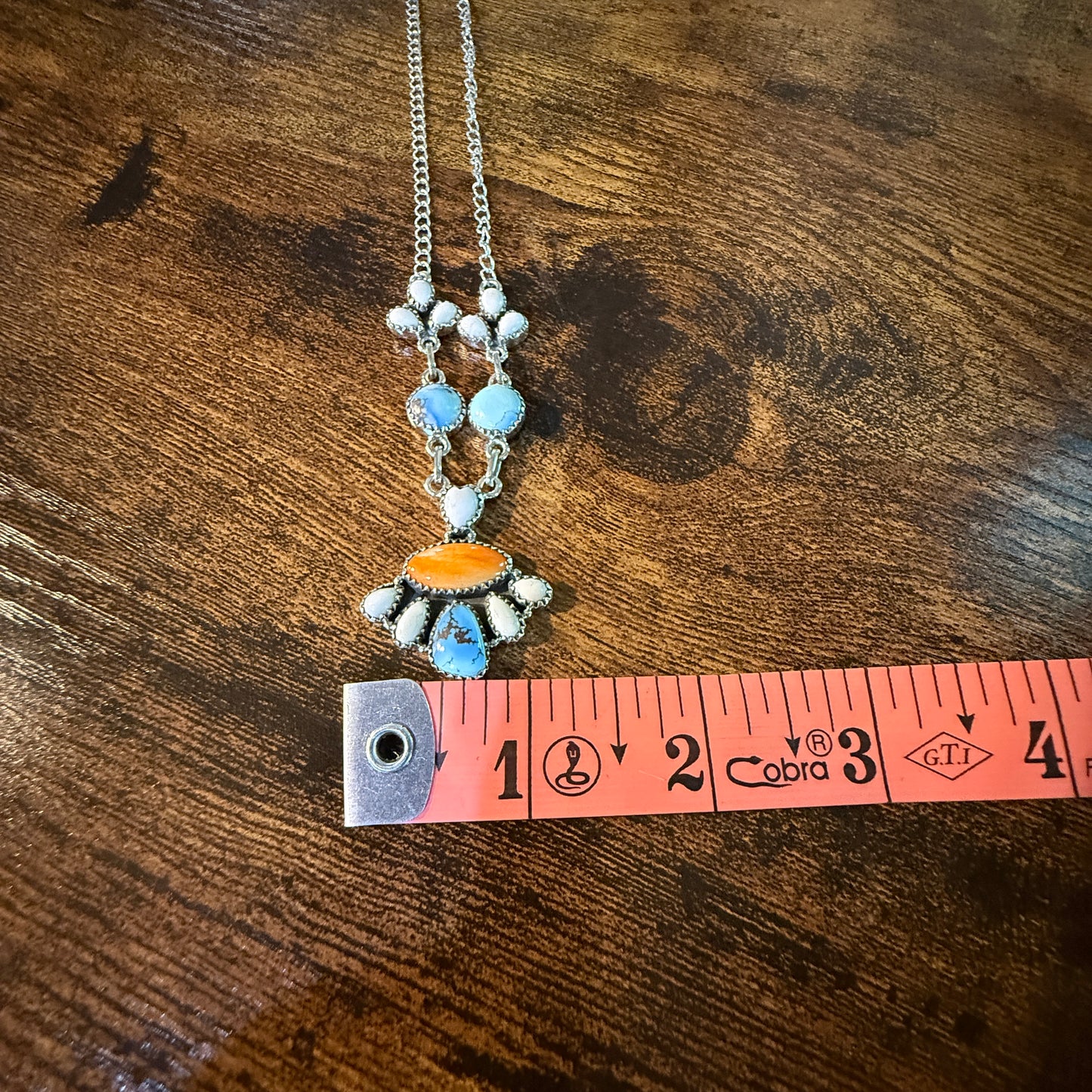 White Buffalo Turquoise Necklace With Orange Spiny Oyster And Sterling Silver WildWestBoho