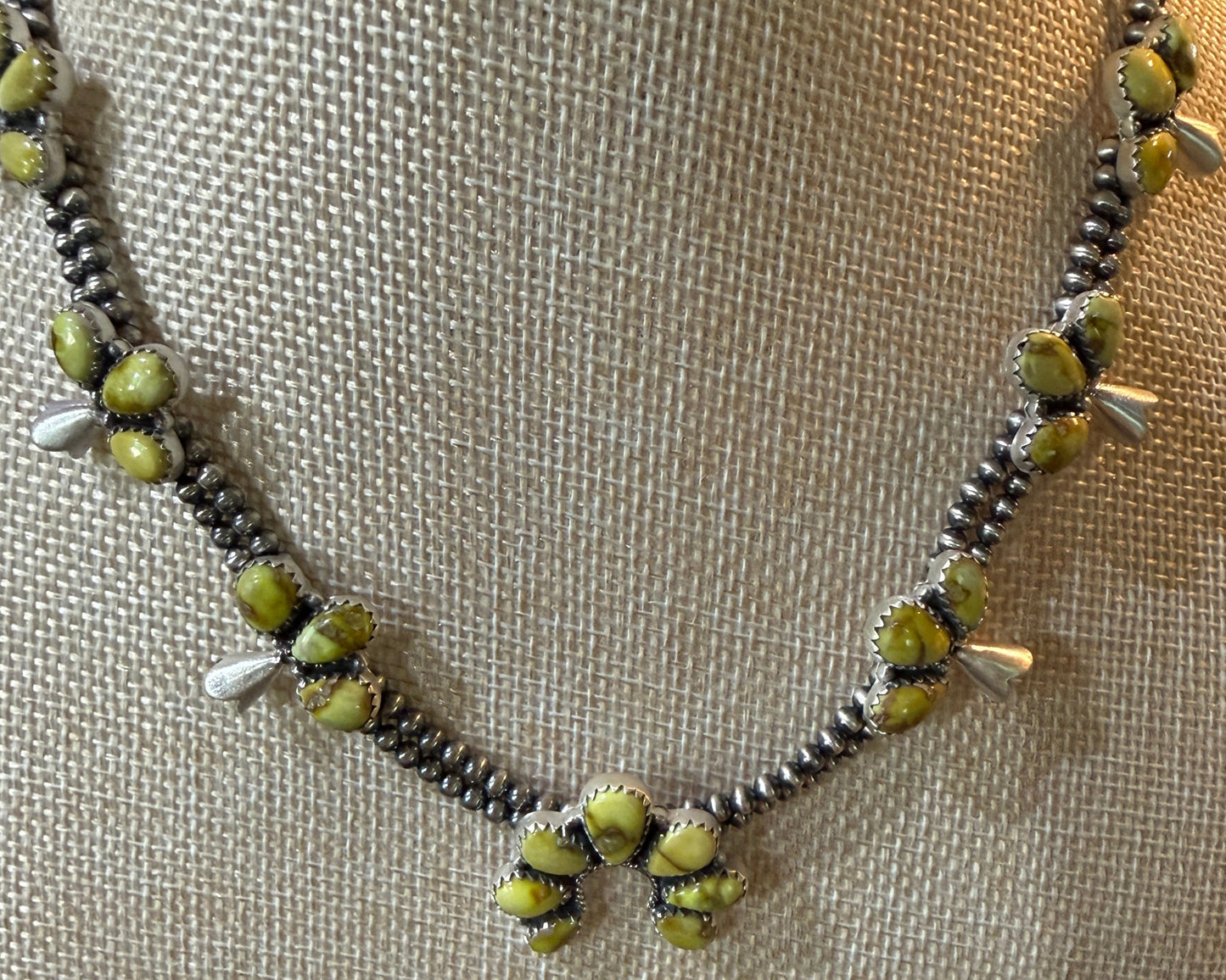 Palomino Turquoise Gemstone Choker Necklace Sterling Silver Desert Pearl Strand Wild West Boho