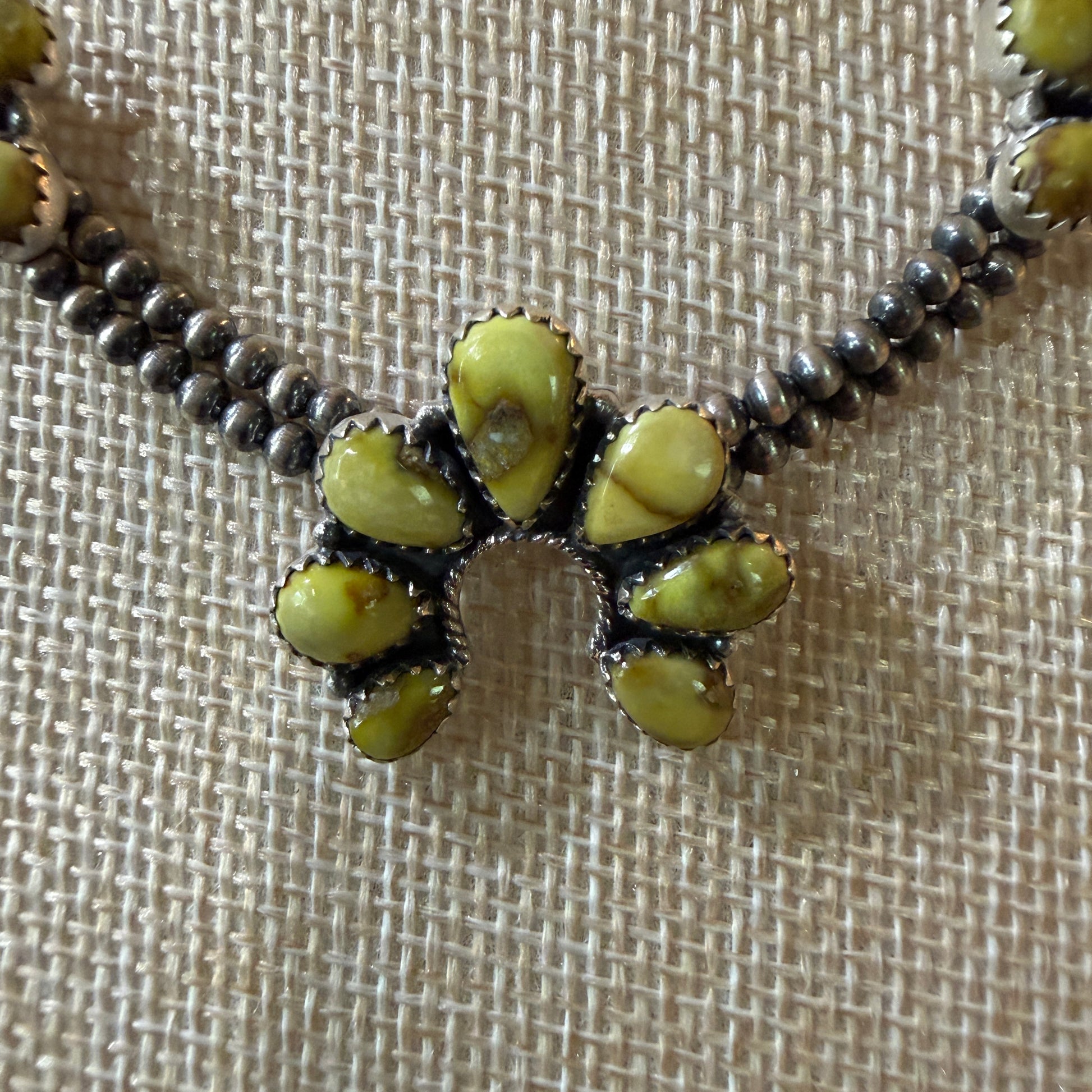 Palomino Turquoise Gemstone Choker Necklace Sterling Silver Desert Pearl Strand Wild West Boho