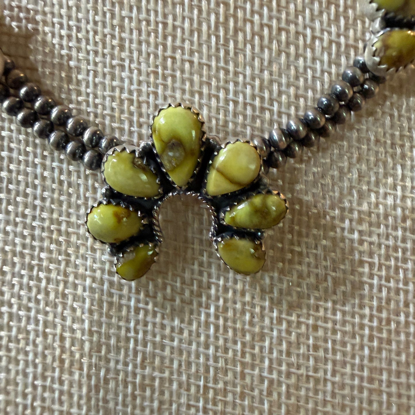 Palomino Turquoise Gemstone Choker Necklace Sterling Silver Desert Pearl Strand Wild West Boho