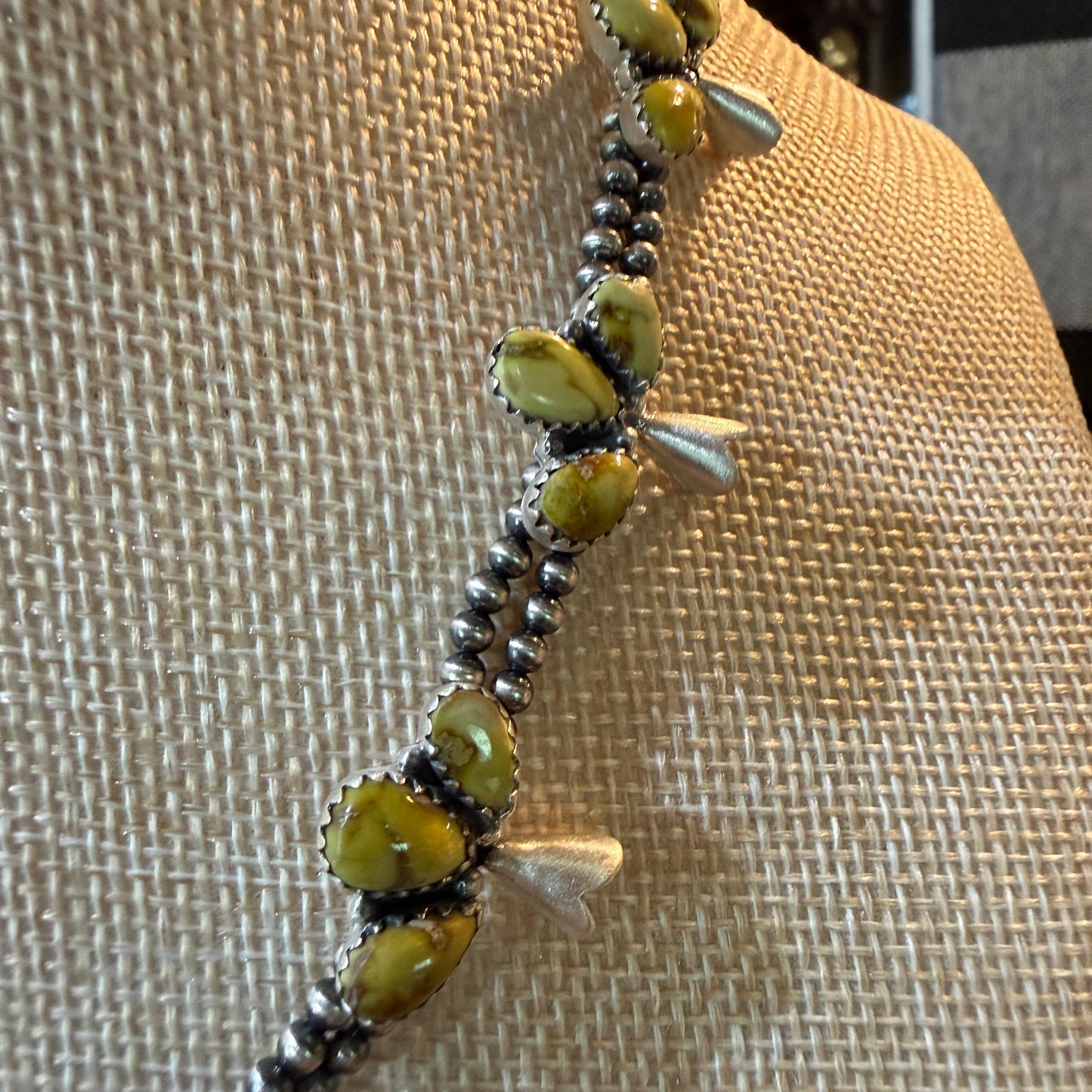 Palomino Turquoise Gemstone Choker Necklace Sterling Silver Desert Pearl Strand Wild West Boho