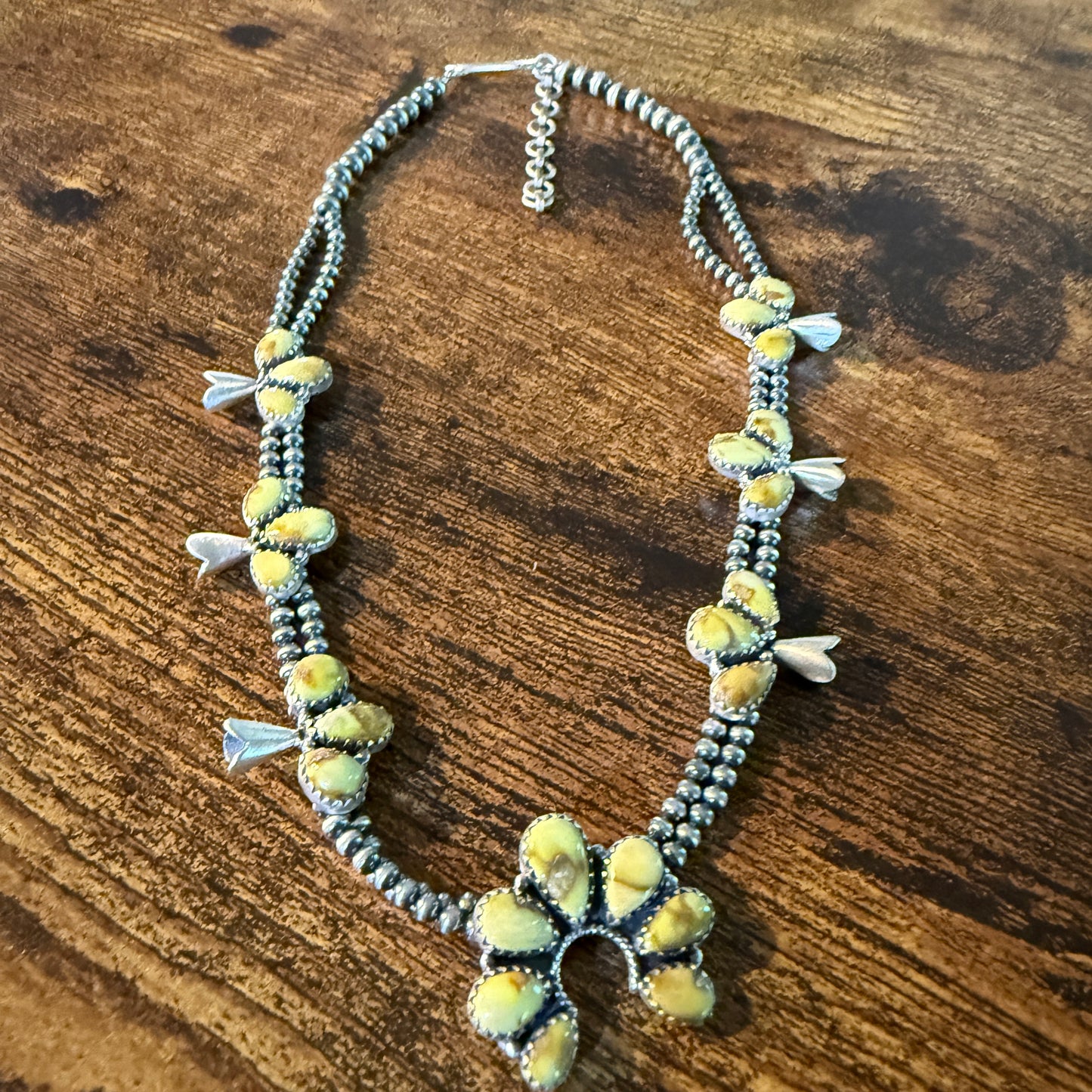 Palomino Turquoise Gemstone Choker Necklace Sterling Silver Desert Pearl Strand Wild West Boho