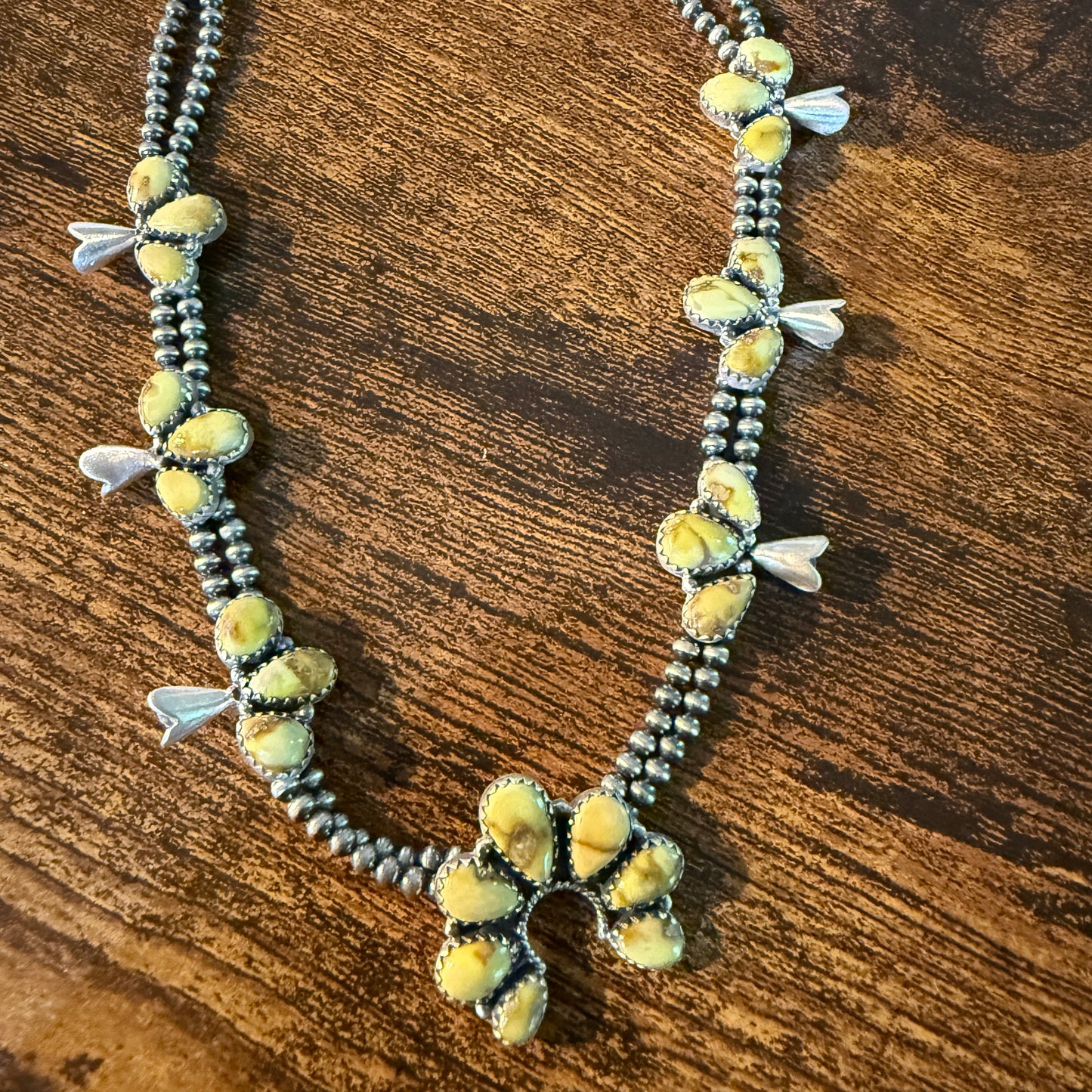 Palomino Turquoise Gemstone Choker Necklace Sterling Silver Desert Pearl Strand Wild West Boho