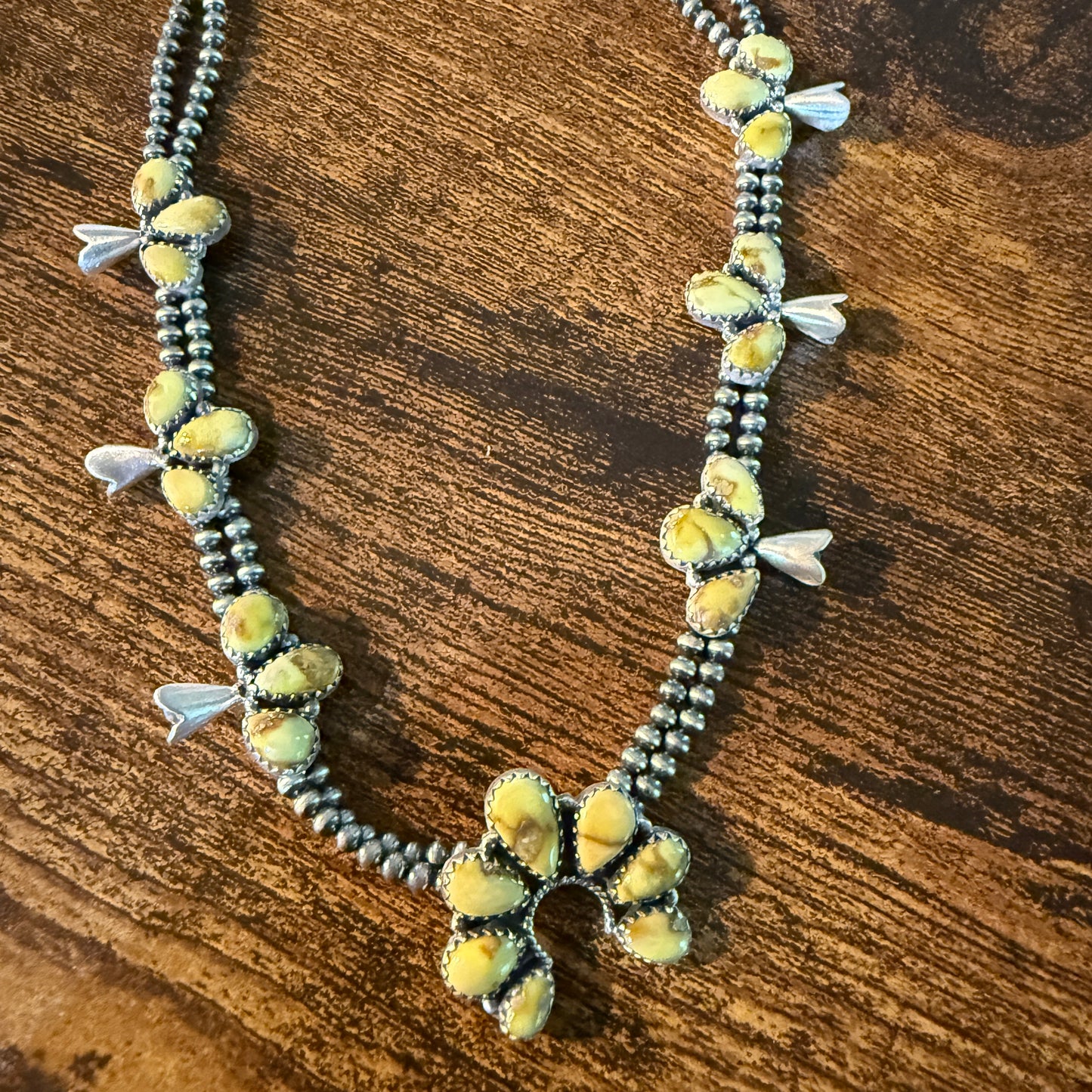 Palomino Turquoise Gemstone Choker Necklace Sterling Silver Desert Pearl Strand Wild West Boho