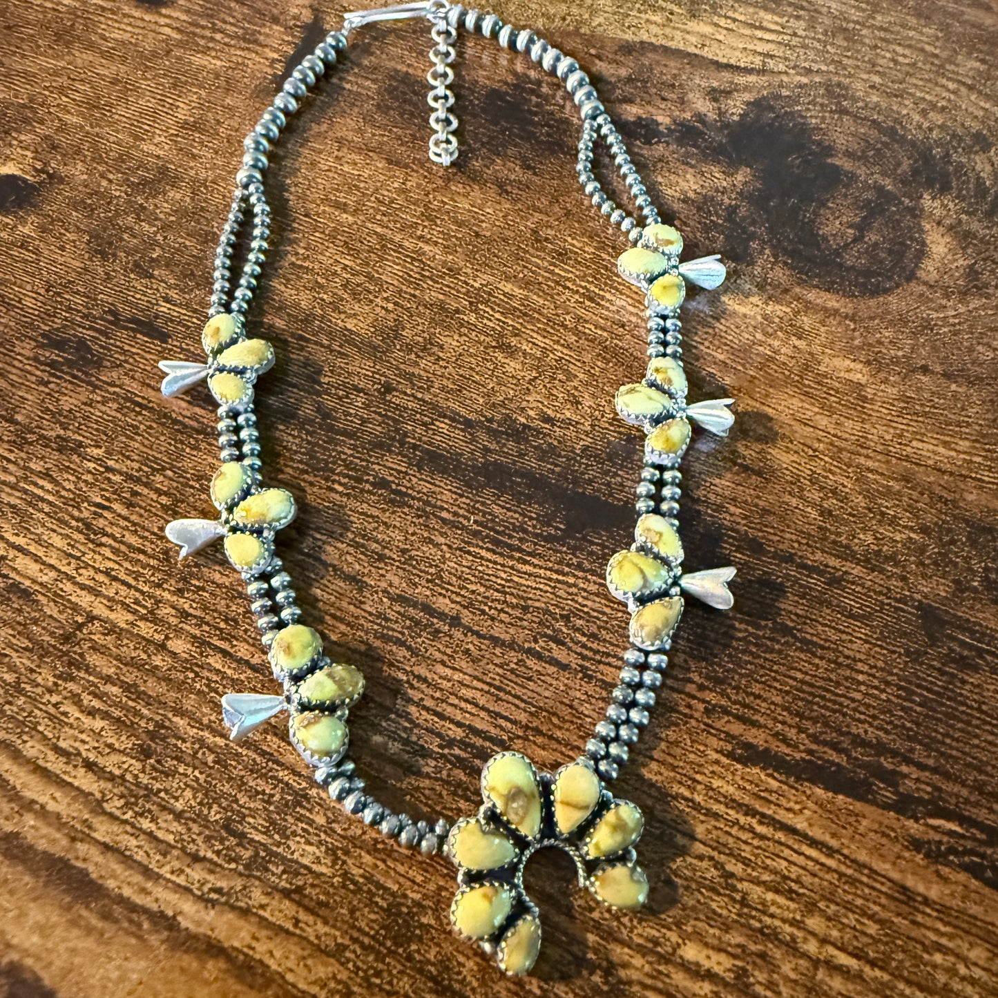 Palomino Turquoise Gemstone Choker Necklace Sterling Silver Desert Pearl Strand Wild West Boho
