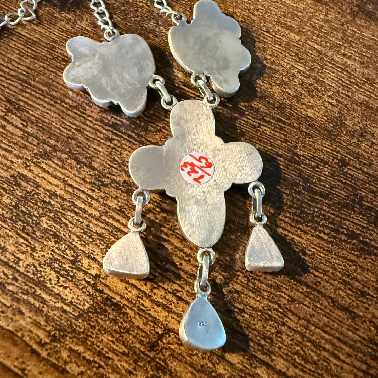 Hachita Turquoise Gemstone Lariat Cluster Necklace in Sterling Silver Wild West Boho