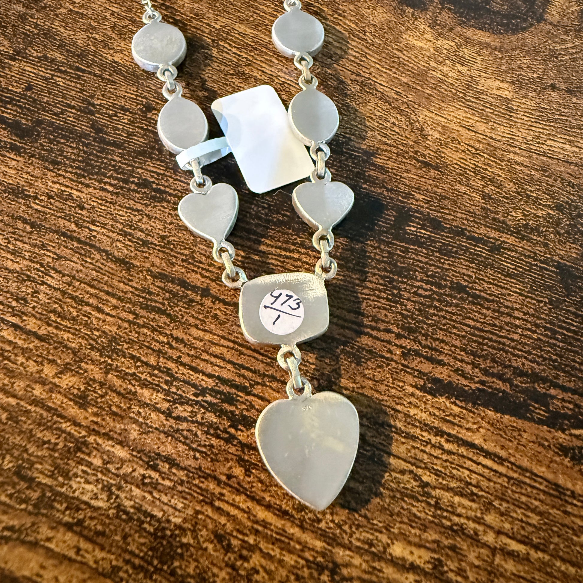 Ithaca Peak Turquoise Gemstone Lariat Hearts Necklace Sterling Silver Wild West Boho
