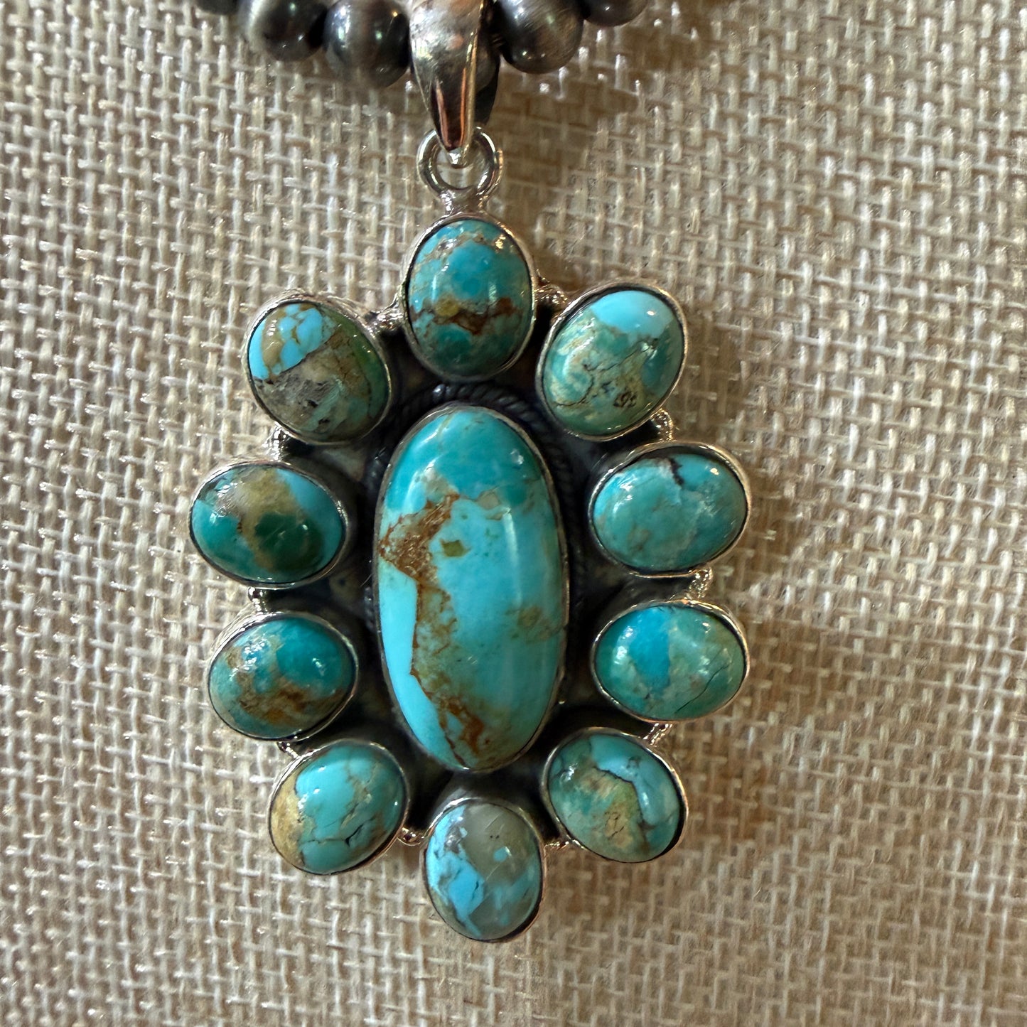 Sonoran Gold Desert Pearl Cluster Pendant Necklace 6mm 18 Inch Sterling Silver Wild West Boho