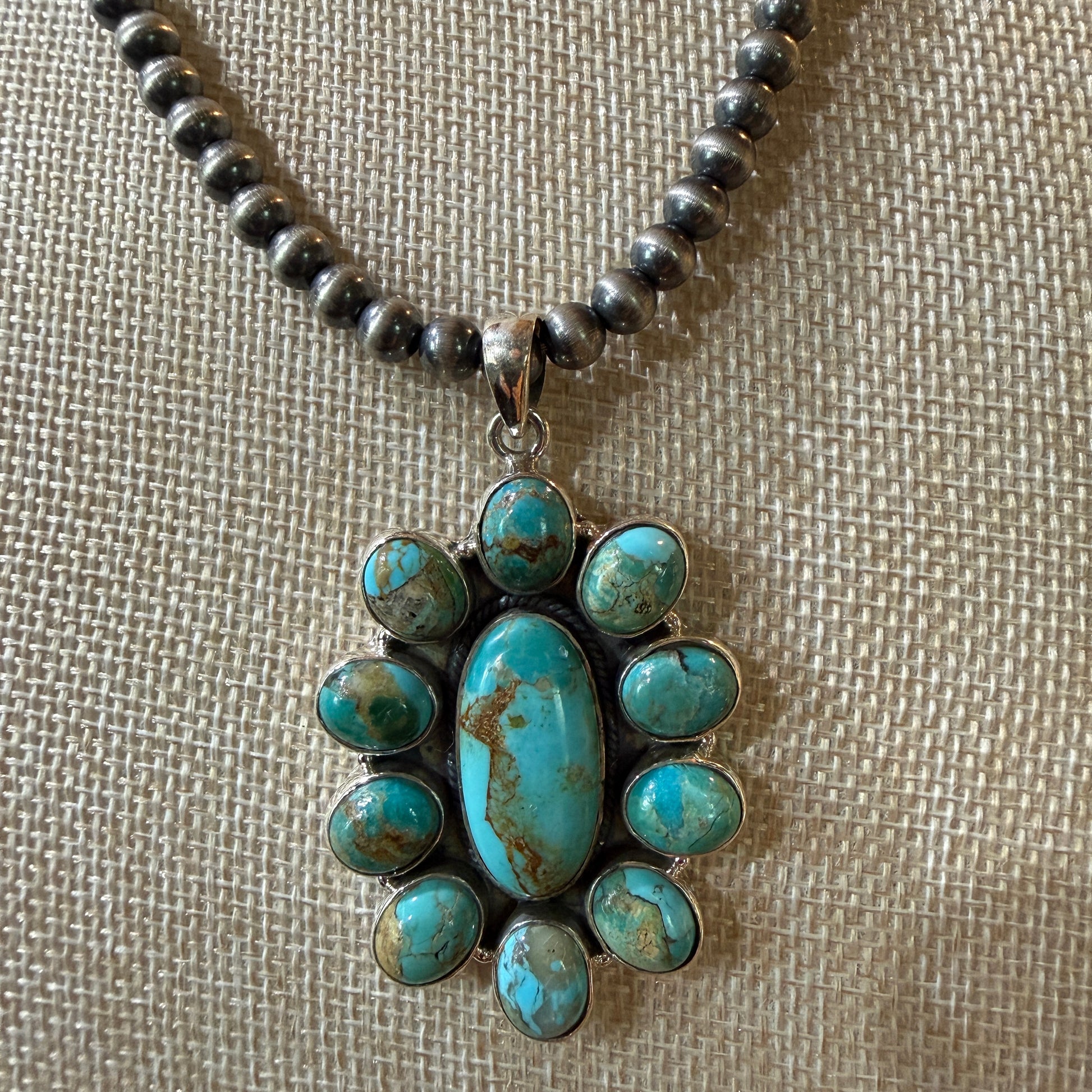 Sonoran Gold Desert Pearl Cluster Pendant Necklace 6mm 18 Inch Sterling Silver Wild West Boho