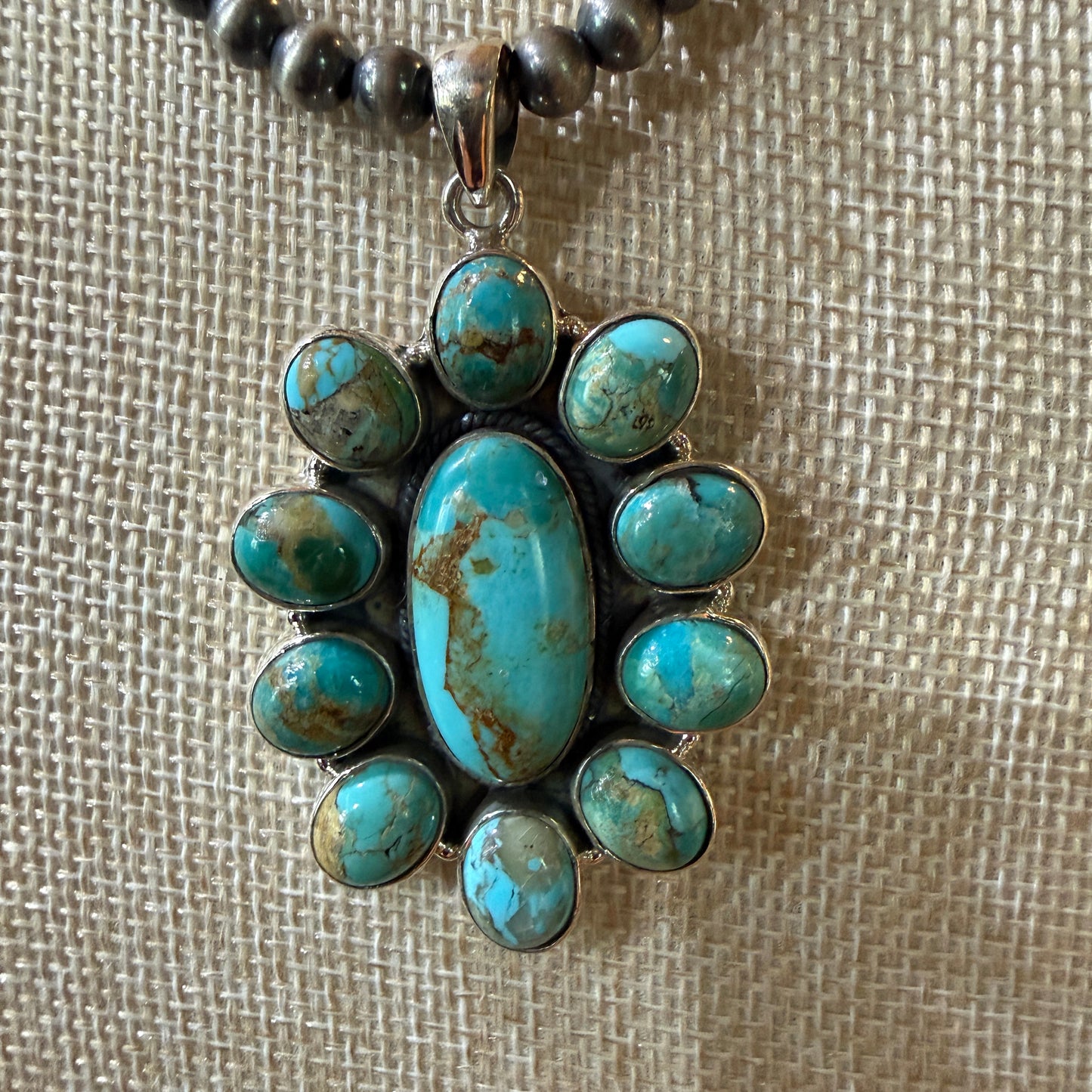 Sonoran Gold Desert Pearl Cluster Pendant Necklace 6mm 18 Inch Sterling Silver Wild West Boho