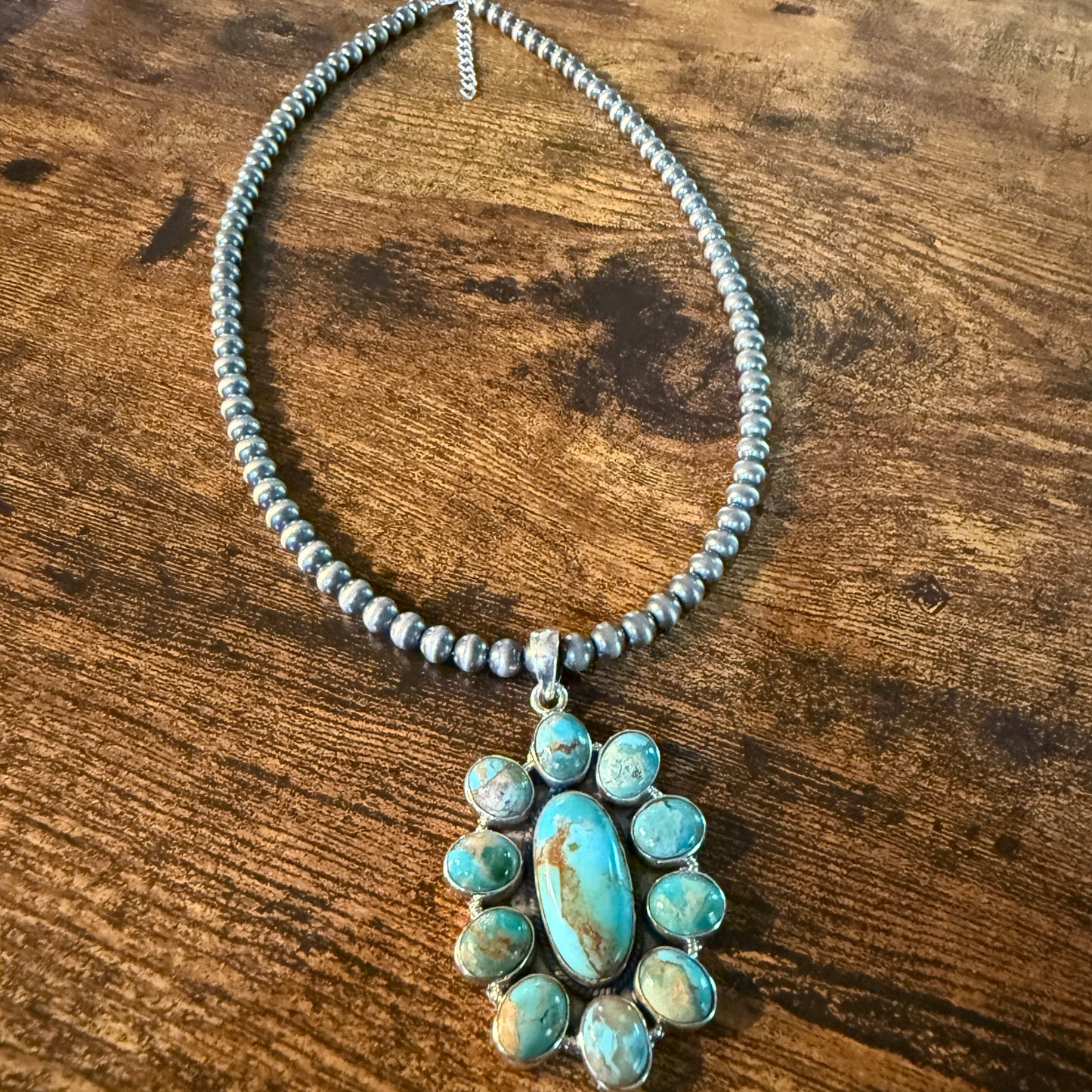 Sonoran Gold Desert Pearl Cluster Pendant Necklace 6mm 18 Inch Sterling Silver Wild West Boho