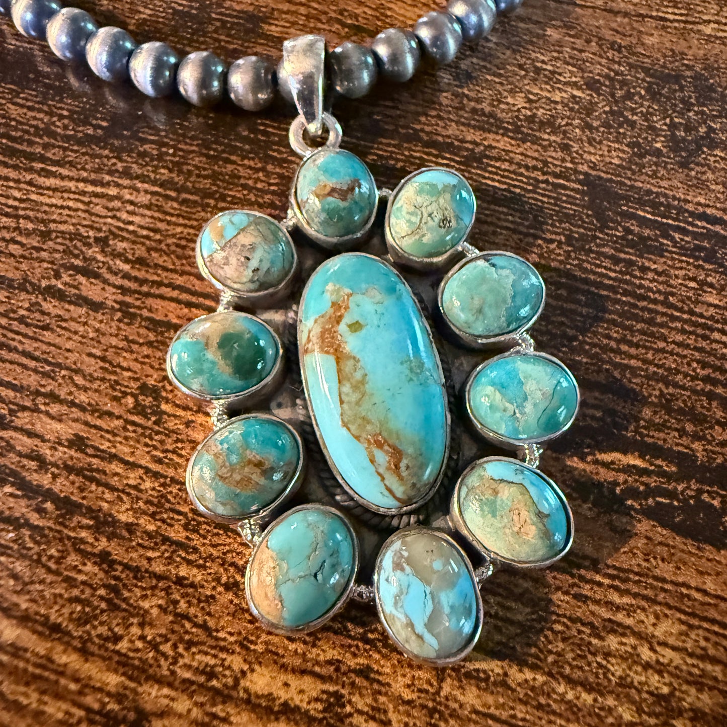 Sonoran Gold Desert Pearl Cluster Pendant Necklace 6mm 18 Inch Sterling Silver Wild West Boho