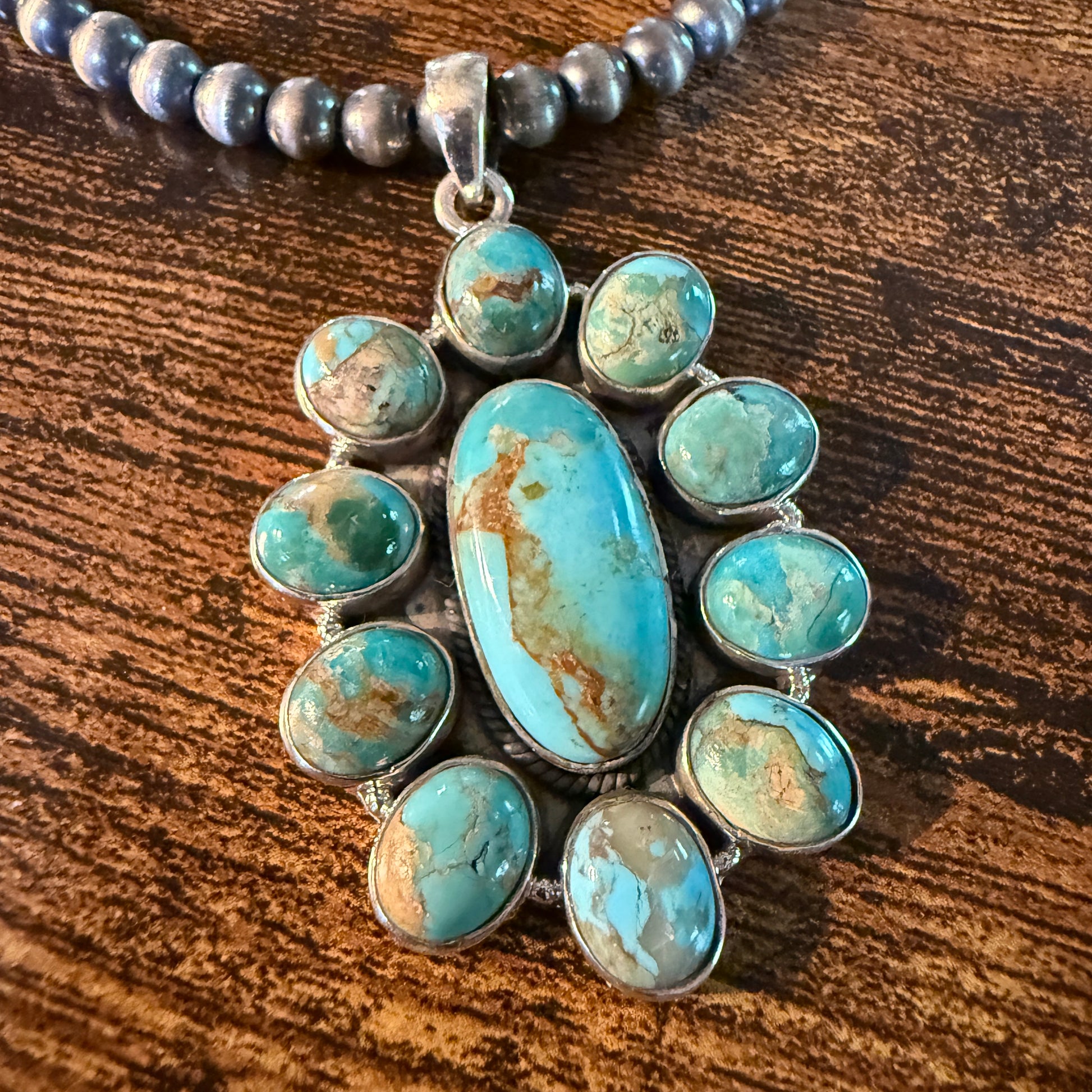 Sonoran Gold Desert Pearl Cluster Pendant Necklace 6mm 18 Inch Sterling Silver Wild West Boho
