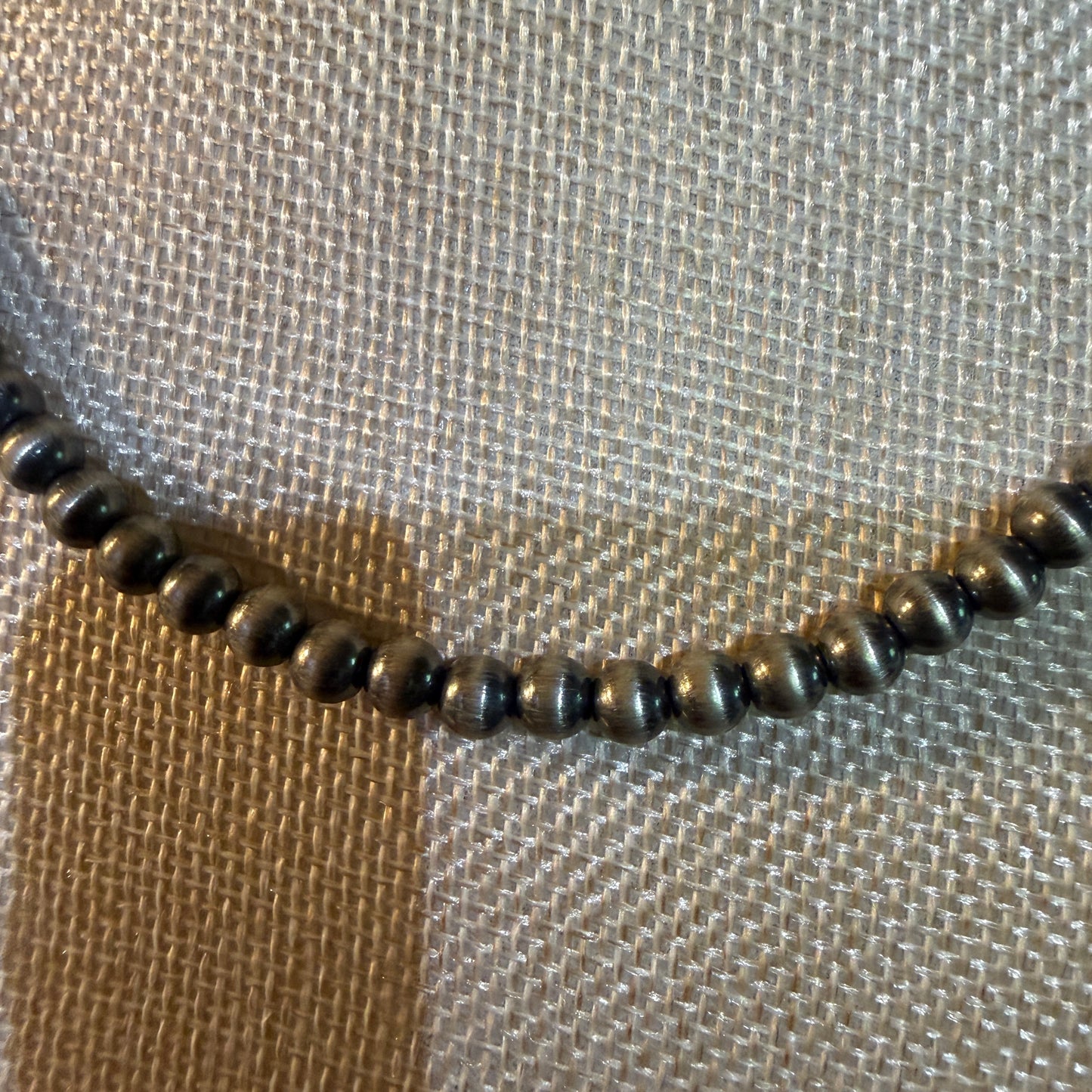 Native Style Desert Pearl Beads Hand Strung Necklace 6mm 18 Inch Sterling Silver Wild West Boho