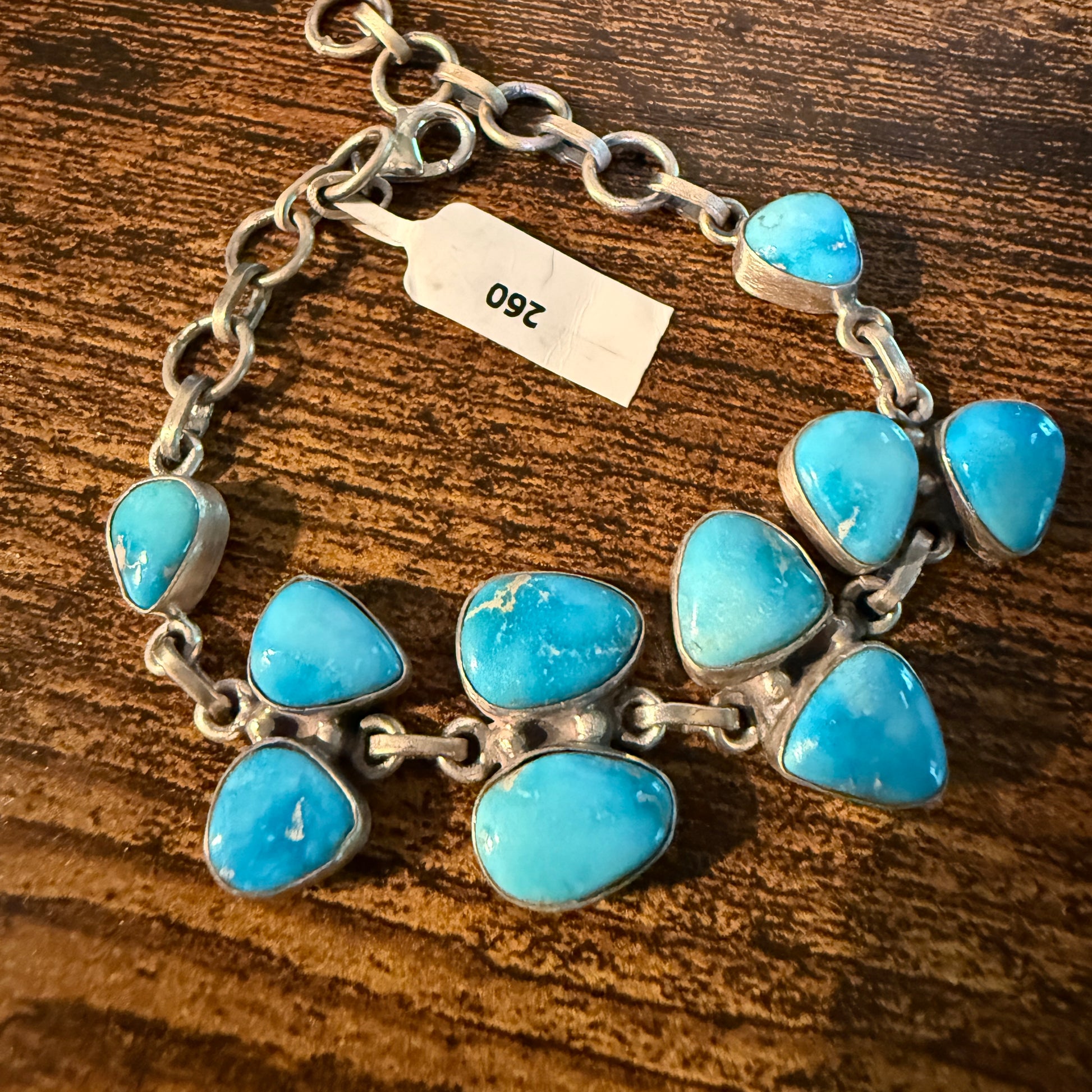 Blue Ridge Turquoise Gemstone Bracelet Sterling Silver Link Wild West Boho