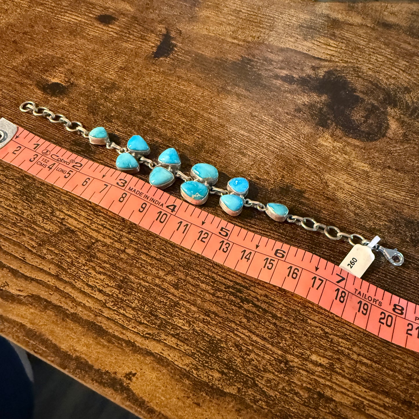 Blue Ridge Turquoise Gemstone Bracelet Sterling Silver Link Wild West Boho