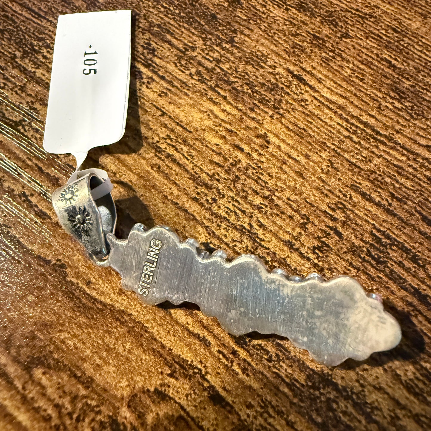 Navajo Style Coral Gemstone Pendant in Sterling Silver Wild West Boho