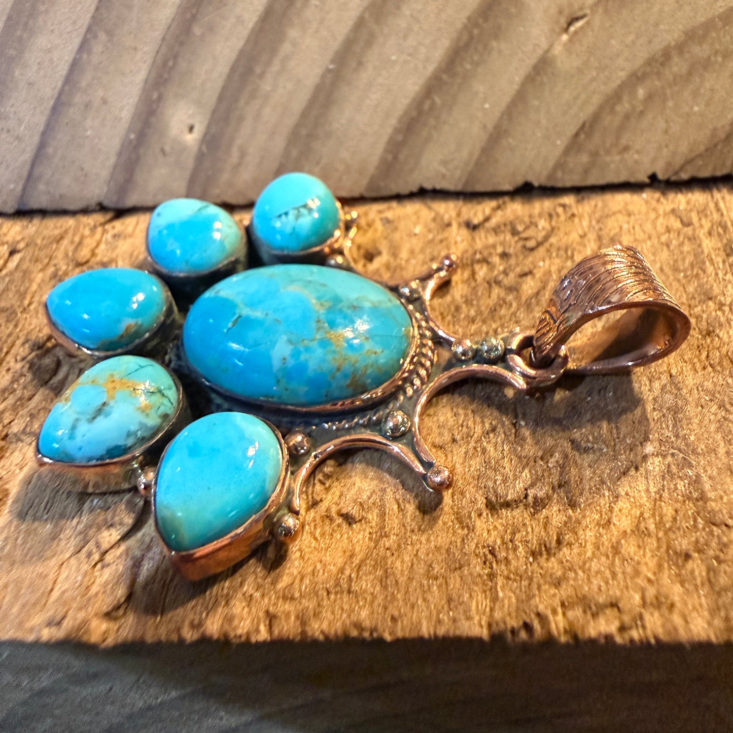 Turquoise Copper Cluster Pendant, 2 Inches x 1 Inch Wild West Boho