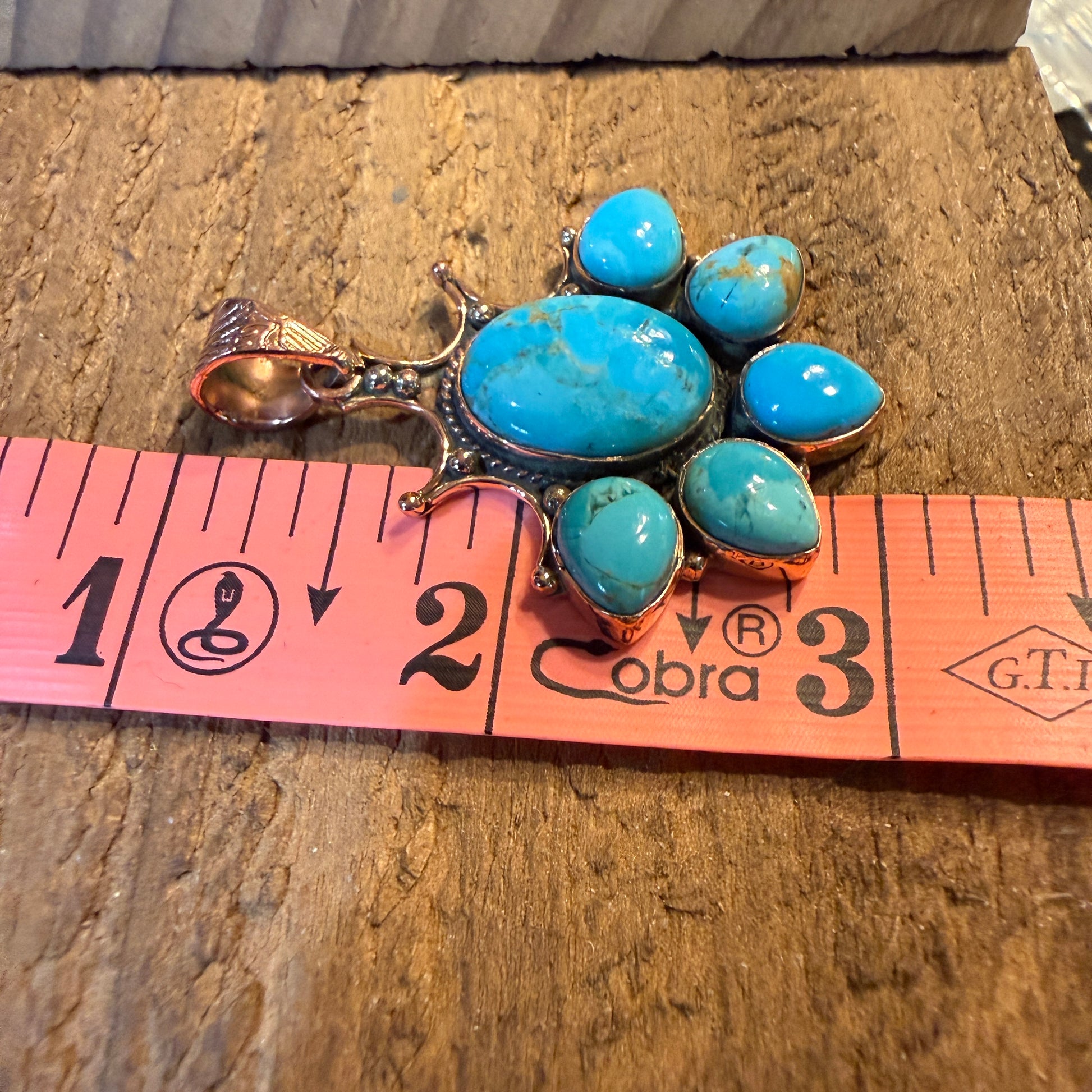Turquoise Copper Cluster Pendant, 2 Inches x 1 Inch Wild West Boho