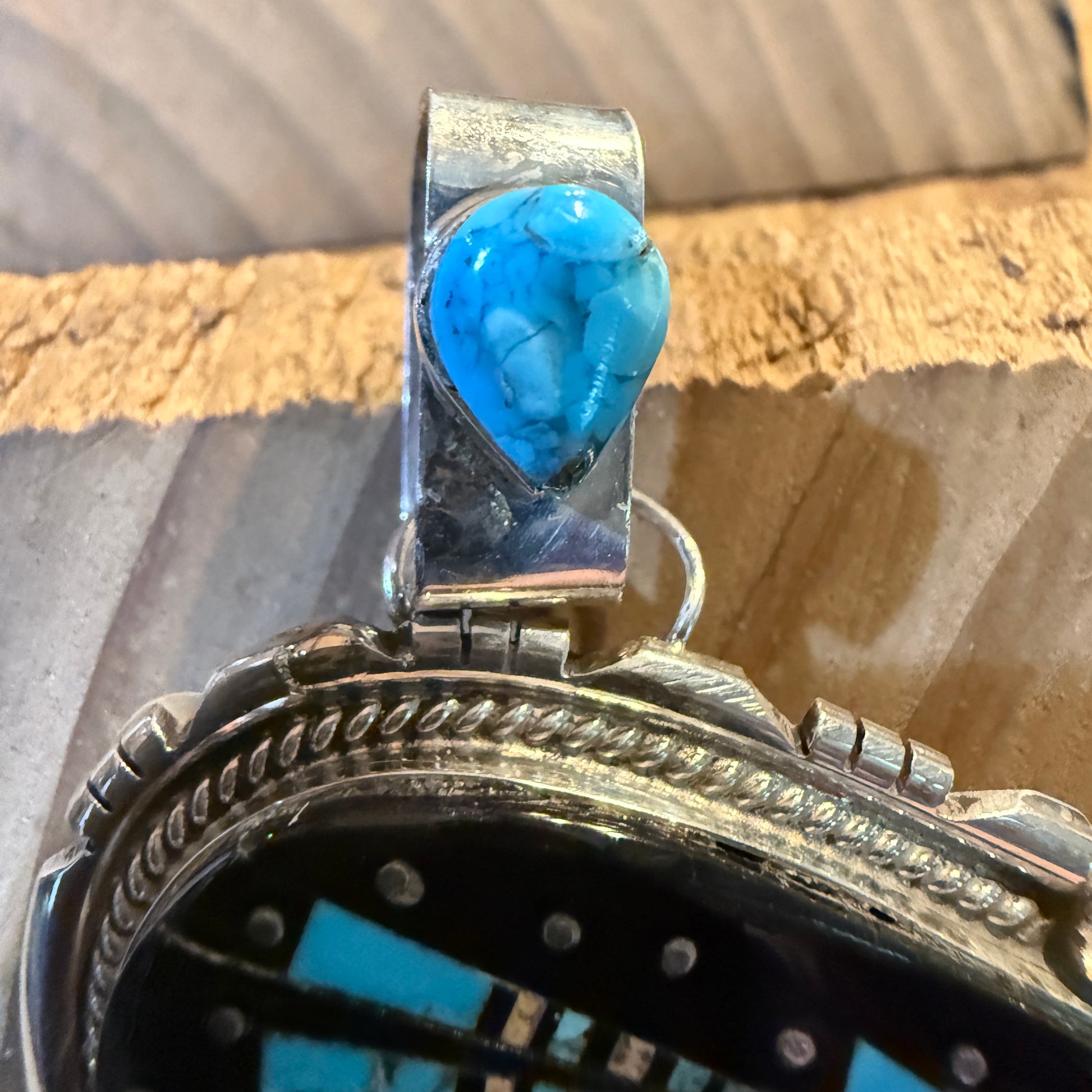 Ray Jack Native Handmade Multi-stone Inlaid Bear Pendant, Sterling Silver Silver Elegant