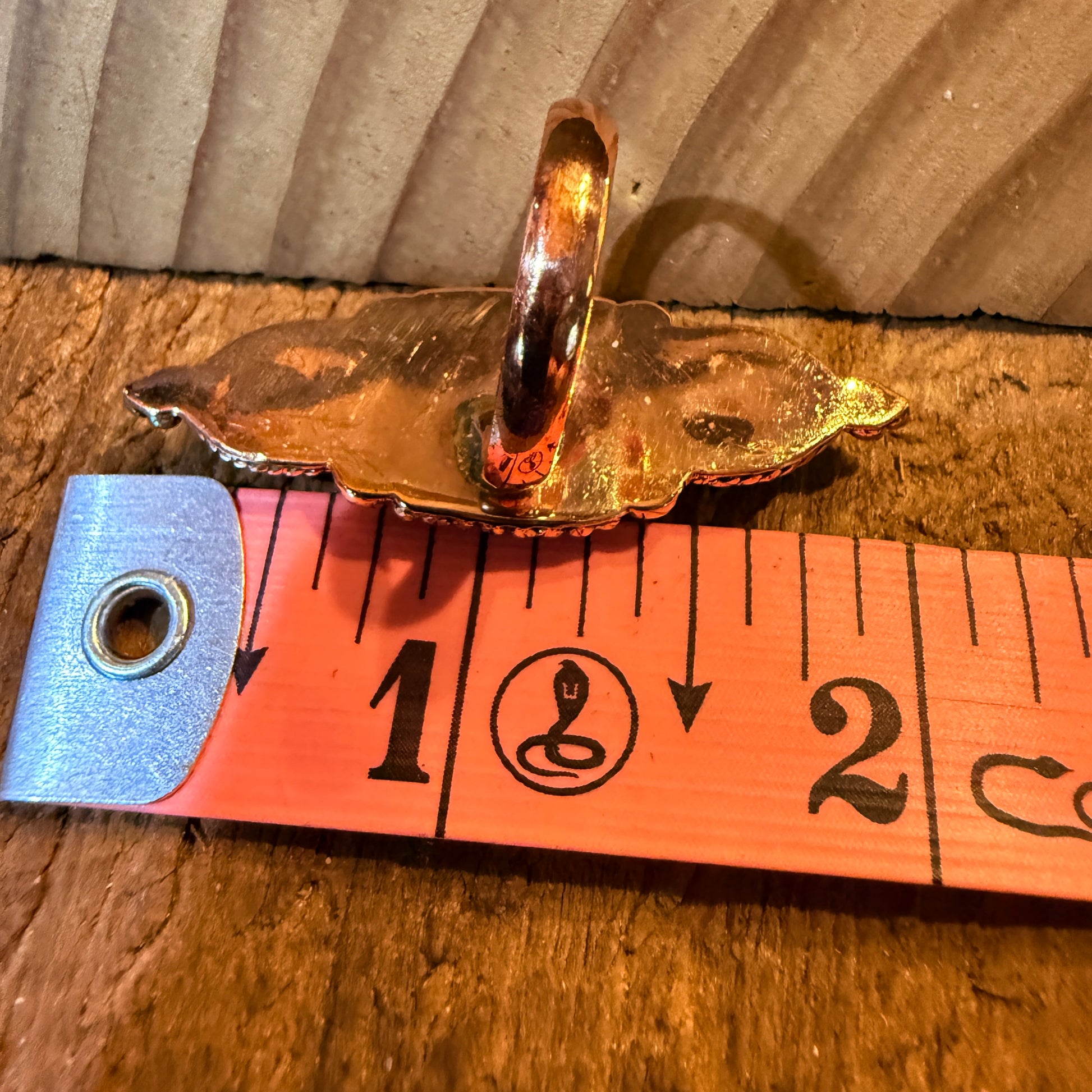 Golden Yellow Dahlia Three Stone Adjustable Ring in Copper Wild West Boho