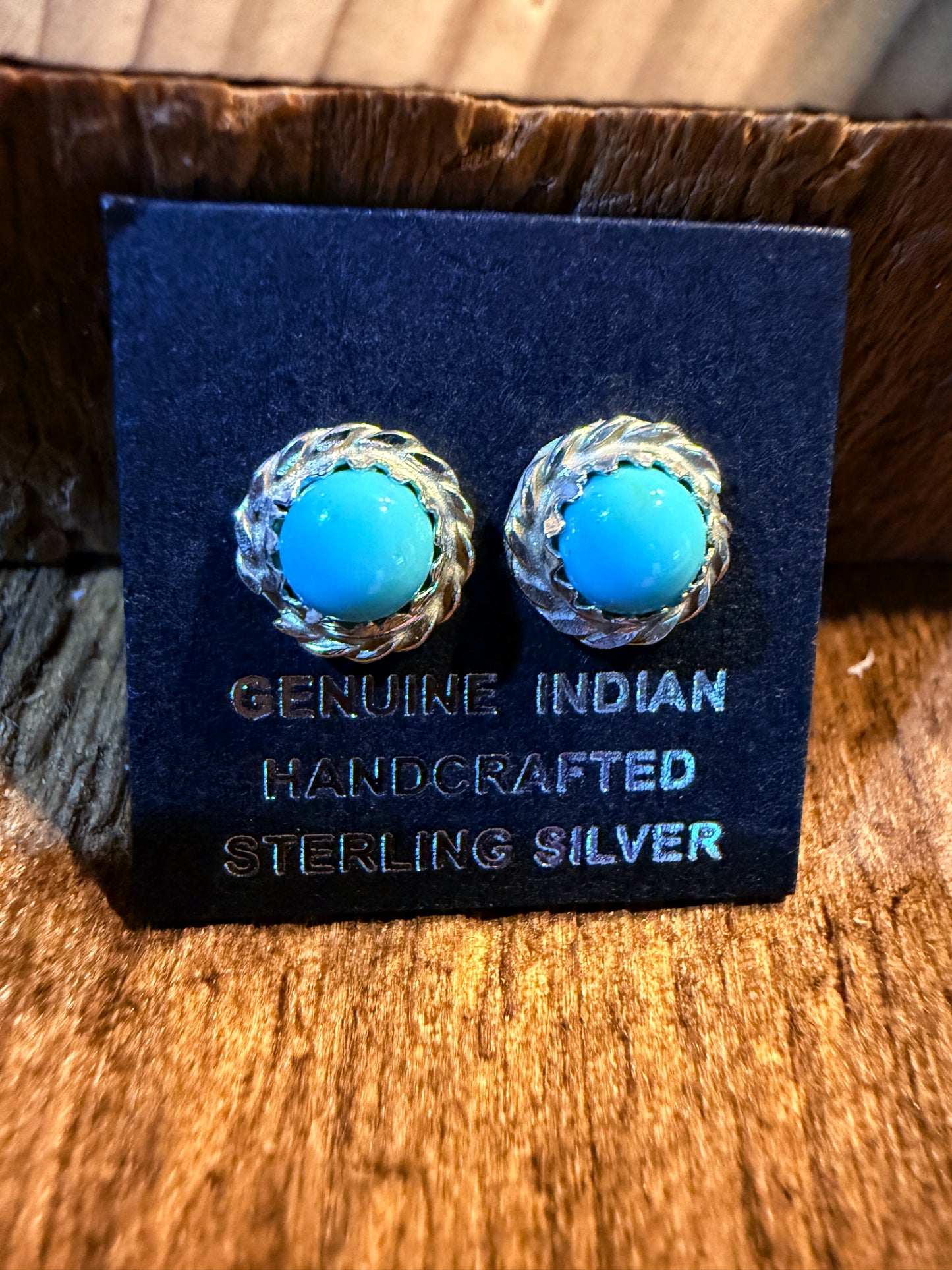 Zuni Handmade Turquoise Tiny Stud Earrings in Sterling Silver Wild West Boho