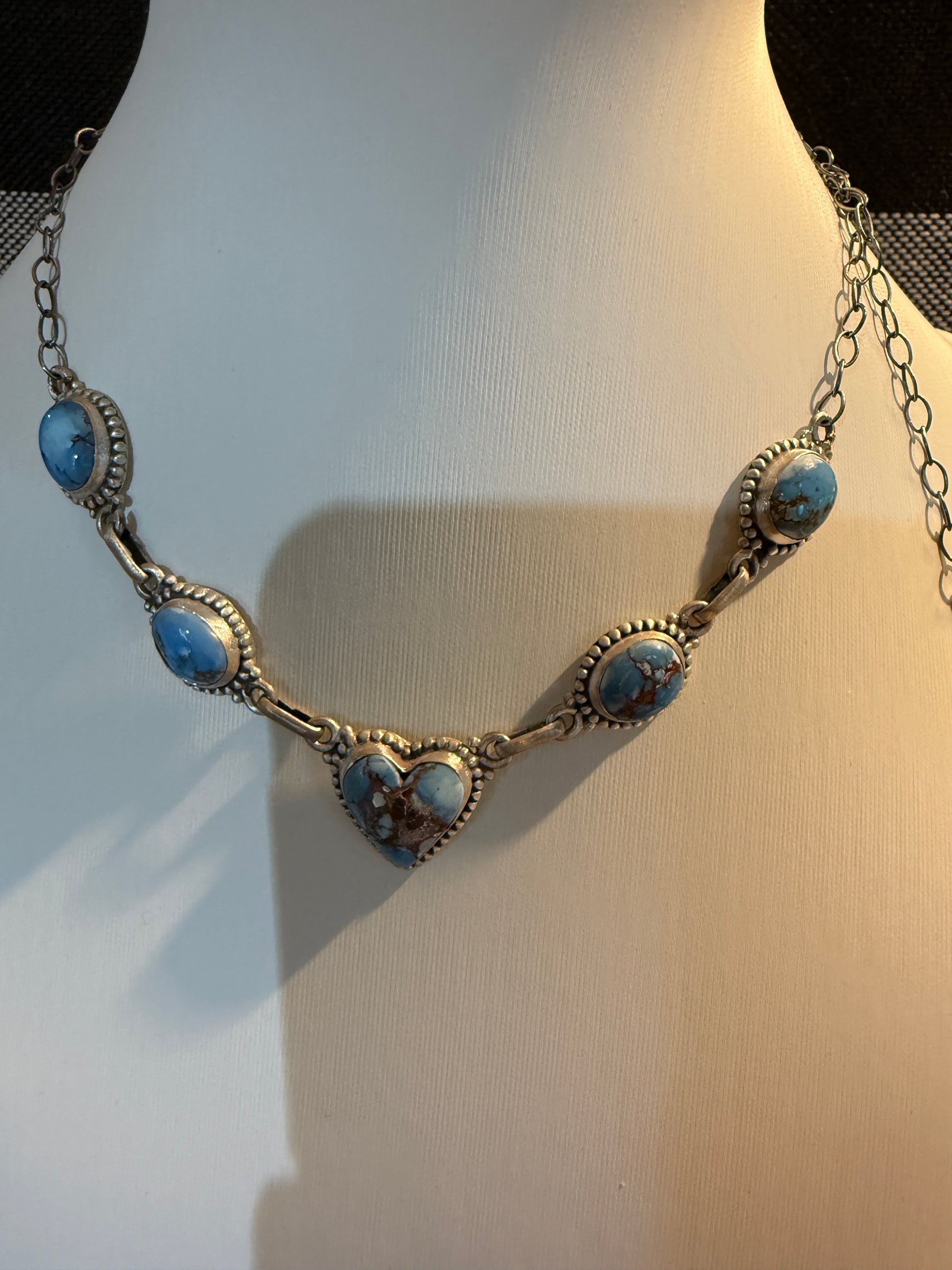 Golden Hills Turquoise Gemstone Choker Necklace in Sterling Silver, 16 Inch Wild West Boho