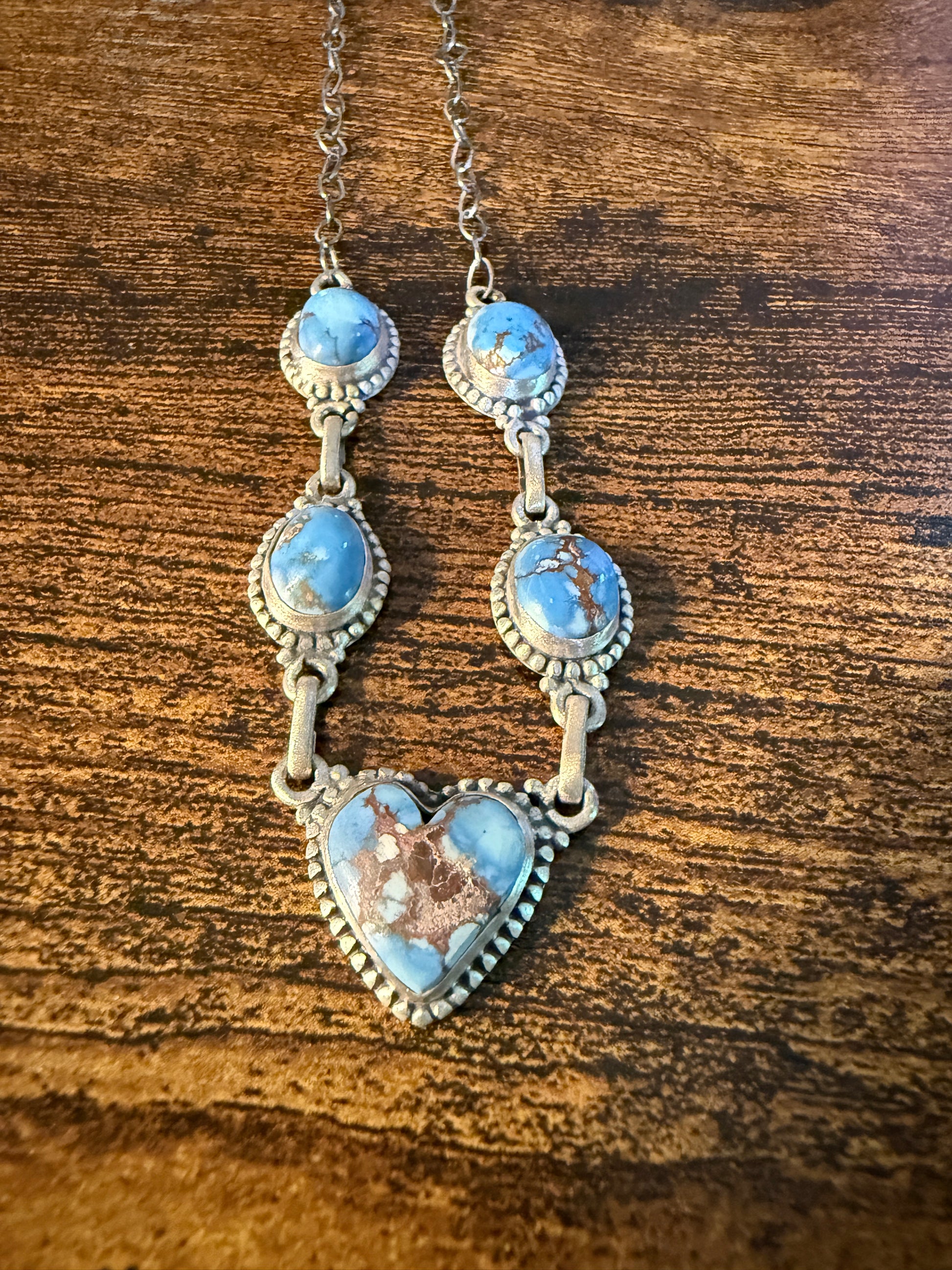 Golden Hills Turquoise Gemstone Choker Necklace in Sterling Silver, 16 Inch Wild West Boho